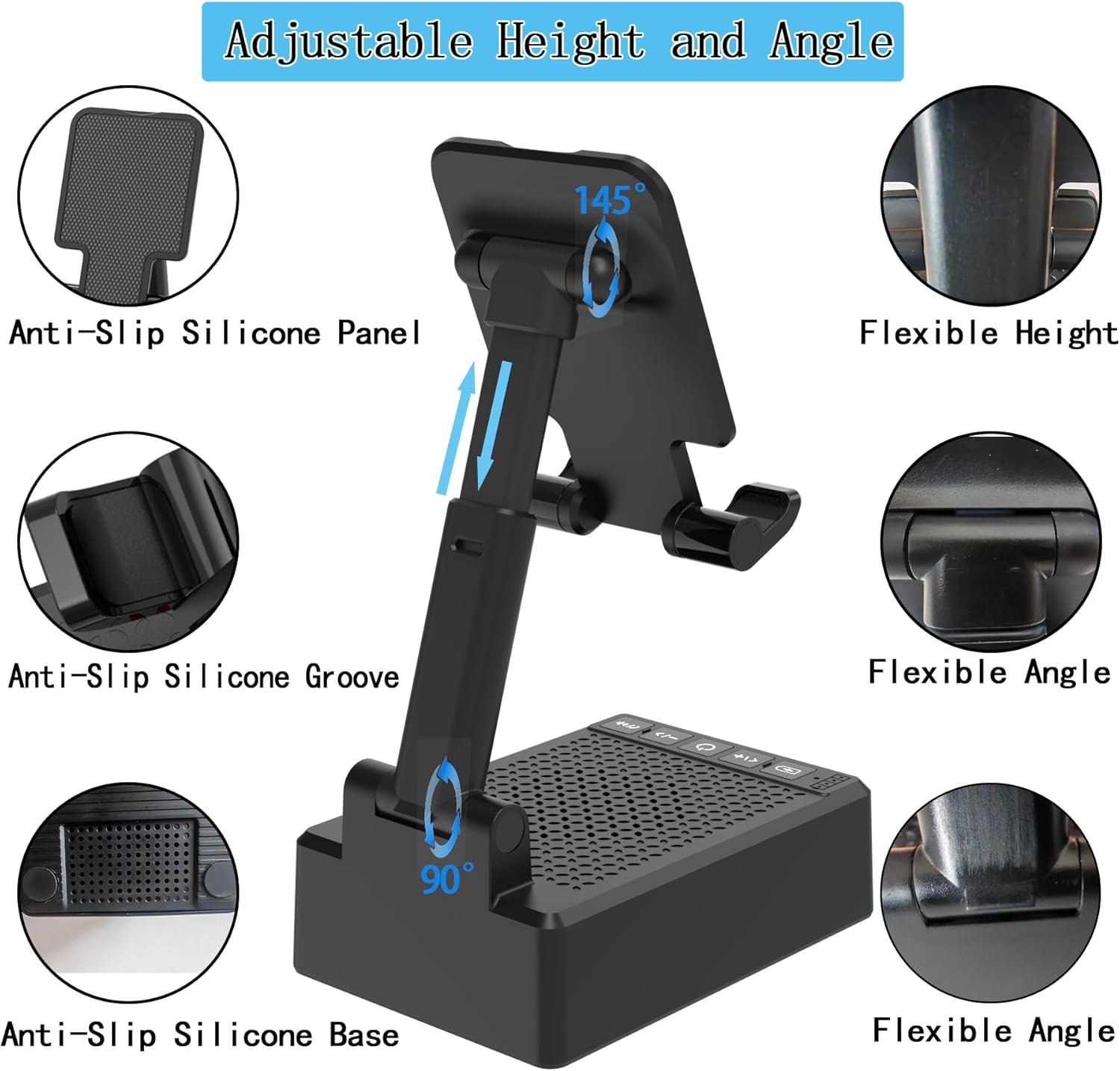 Birthday Gifts for Mother Father ,Cell Phone Stand with Wireless Bluetooth Speaker and Antislip Base HD Surround Sound for Home and Outdoors with Bluetooth Speaker for Desk Compatible with iPhone - Image 3