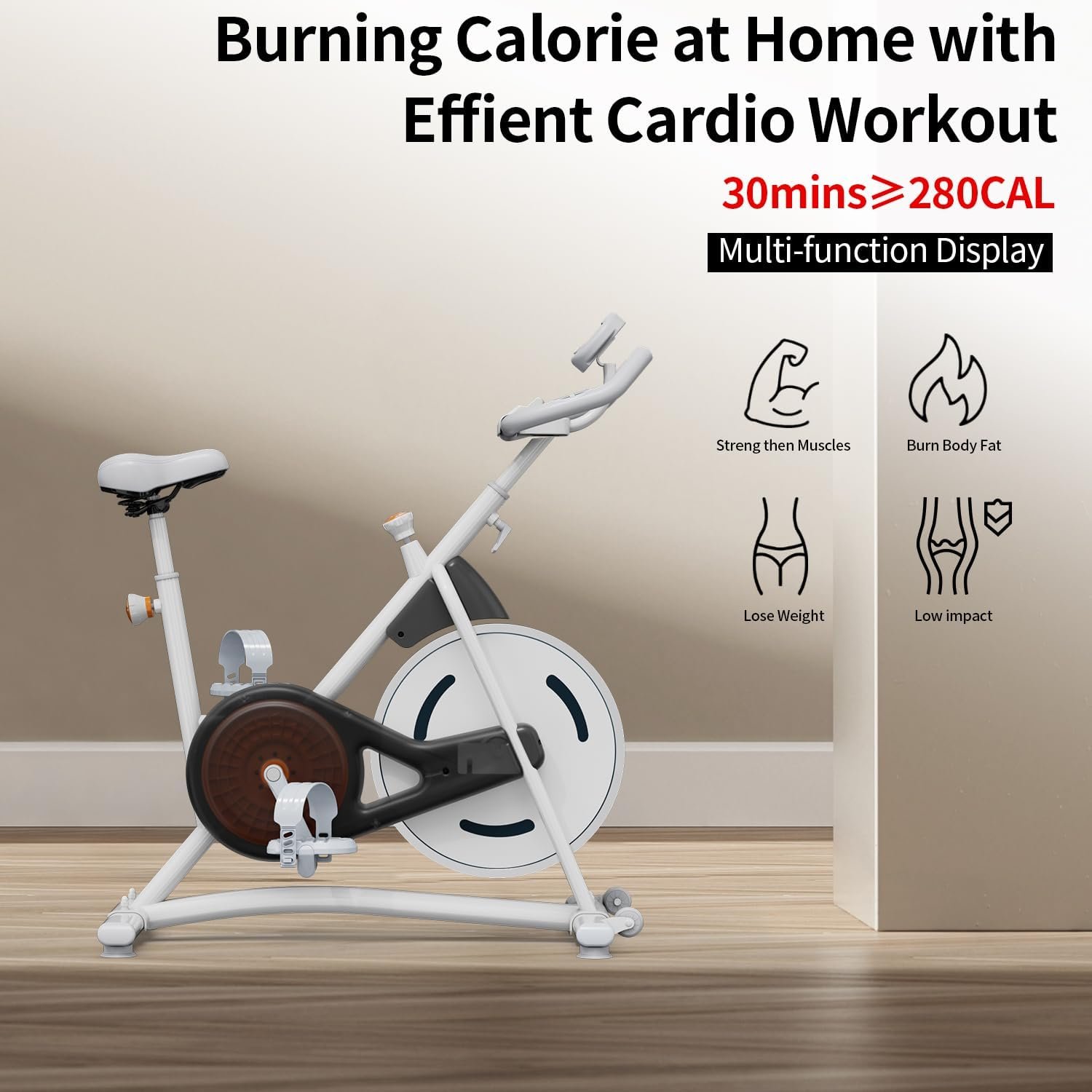 HOELLL Exercise Bike with Exclusive Heart Rate Sensor and APP Sync, Stationary Bikes for Home with Continuously Variable Resistance, Compact Indoor Cycling Bike with Tablet Mount - Image 3