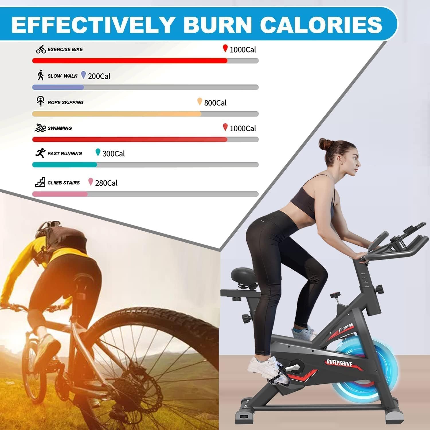 Exercise Bikes Stationary,Exercise Bike for Home Indoor Cycling Bike for Home Cardio Gym,Workout Bike with Mount & LCD Monitor,Silent Belt Drive - Image 5
