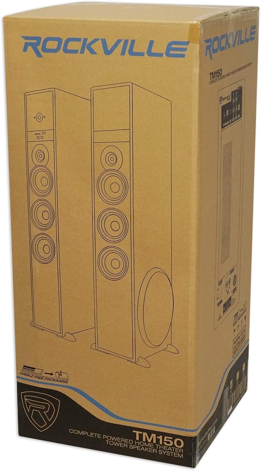 Rockville TM150W Powered Home Theater Tower Speaker System, White, 1000W, 10" Subwoofers, Bluetooth, USB/SD Playback, FM Radio, Remote Control, Karaoke Ready, Perfect for Home Entertainment - Image 9