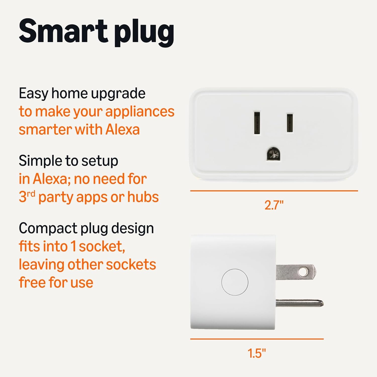Amazon Basics Smart Plug, Works with Alexa Only, Voice Control, Remote APP Control, Schedule, Compact Design, Versatile, 2.4 GHz Wi-Fi, No Hub Required, 4-Pack, White - Image 2