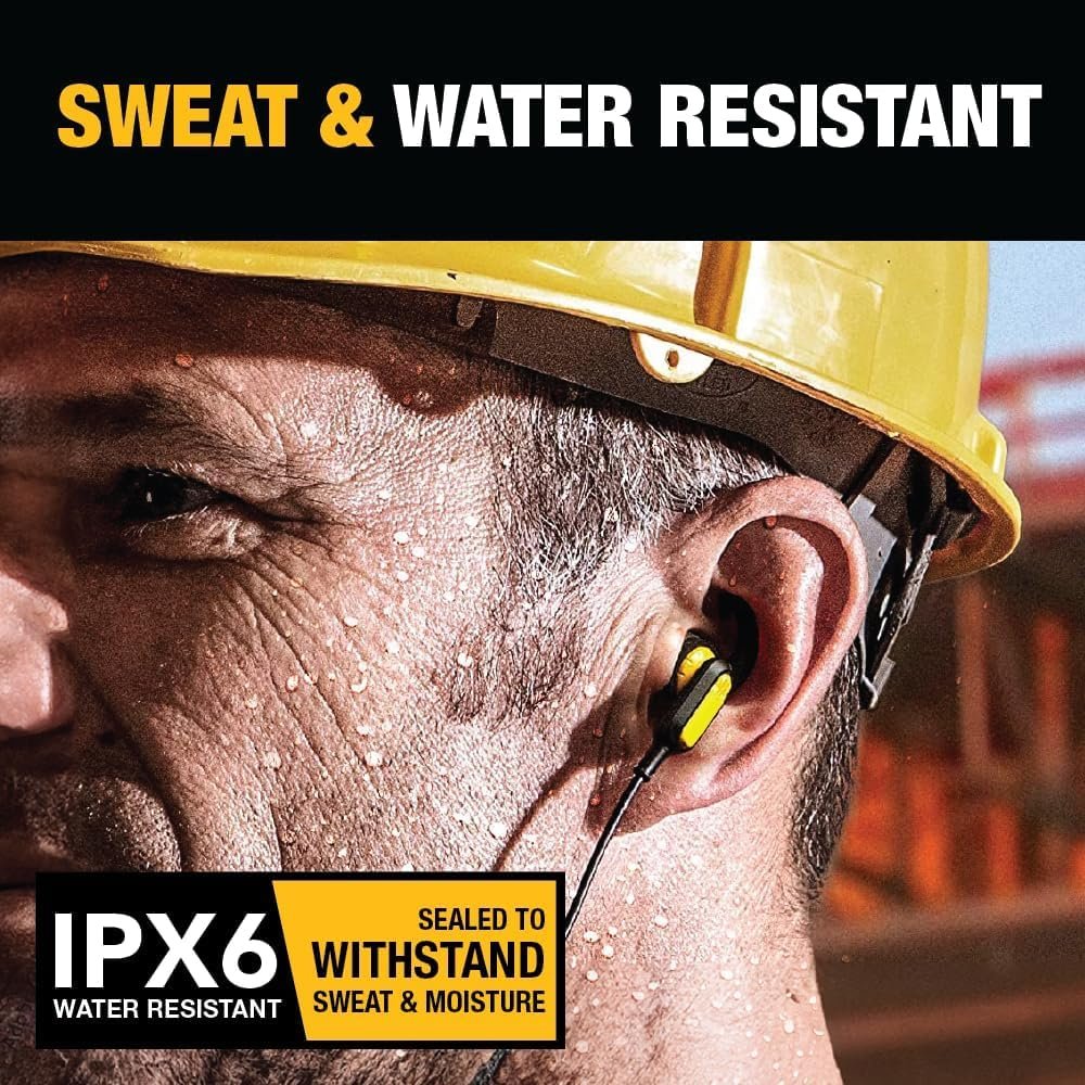 DEWALT Heavy Duty Bluetooth Neckband Headphones, Wireless Around The Neck Earbuds w/ 30H Runtime + Noise Isolation, Secure Magnetic Wireless Earbuds, Jobsite Pro Built-in Mic Bluetooth Headsets - Image 5