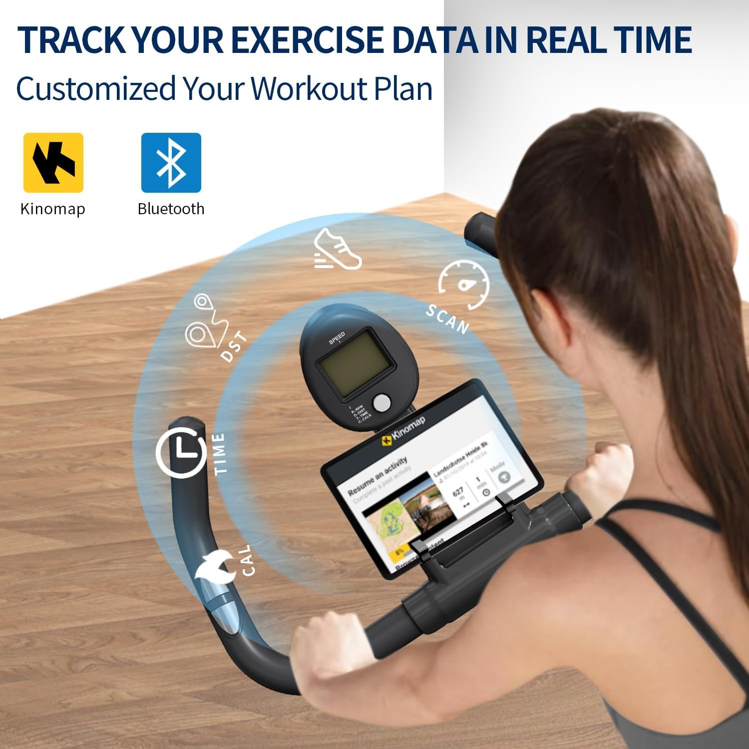 HOELLL Exercise Bike with Exclusive Heart Rate Sensor and APP Sync, Stationary Bikes for Home with Continuously Variable Resistance, Compact Indoor Cycling Bike with Tablet Mount - Image 3