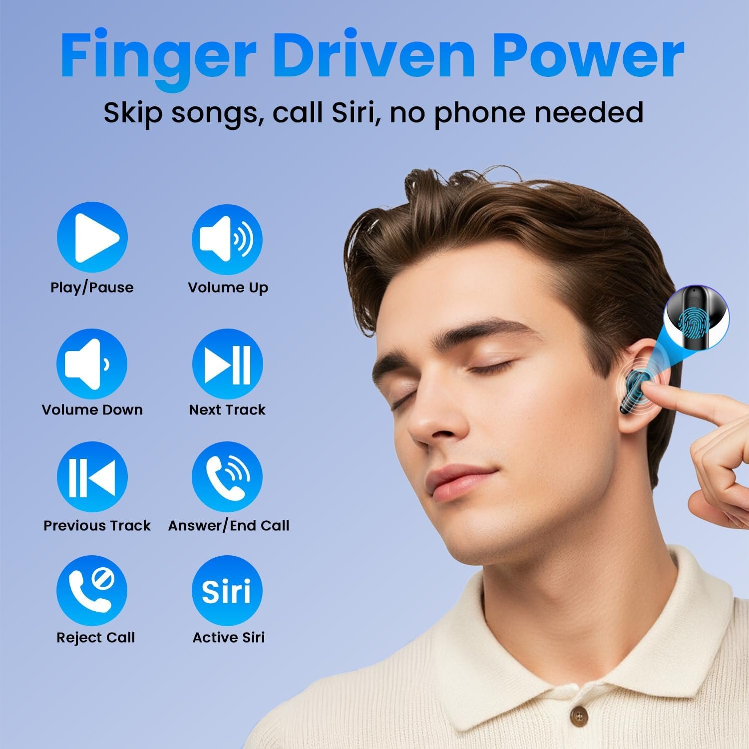 Wireless Earbuds, Bluetooth Headphones with Deep Bass Stereo, 48H Playback Ear Buds with LED Power Display, Lightweight, IPX7, in-Ear Earphones with Mic for iPhone/Android/iPad, Black - Image 7