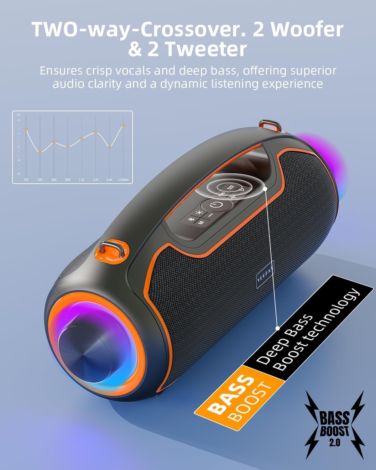 Portable Bluetooth Speakers Wireless, 200W MAX Loud Outdoor Speaker with Deep Bass, IP65 Waterproof, BT5.4, USB-C, RGB Lights, for Party, Camping, Beach, Large Workshop, Garage, 24H Playtime - Image 3