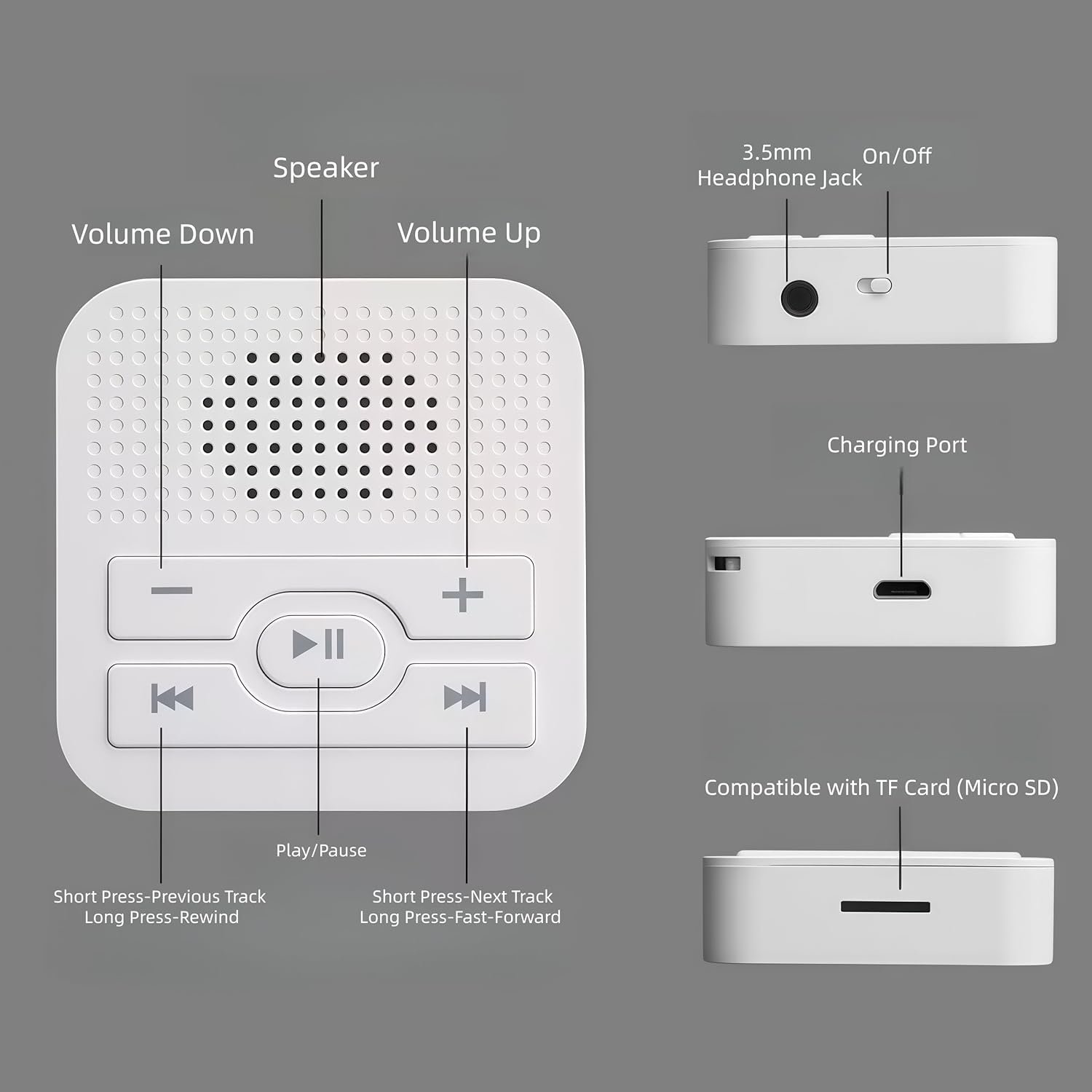 MP3 Player: Portable, Screen-Free, with Wired Headphones & Speaker Play. with 4GB Memory Card (Stores 500+ Songs), HD Resin Panel, Ideal Student Gift. (Sunshine) - Image 3