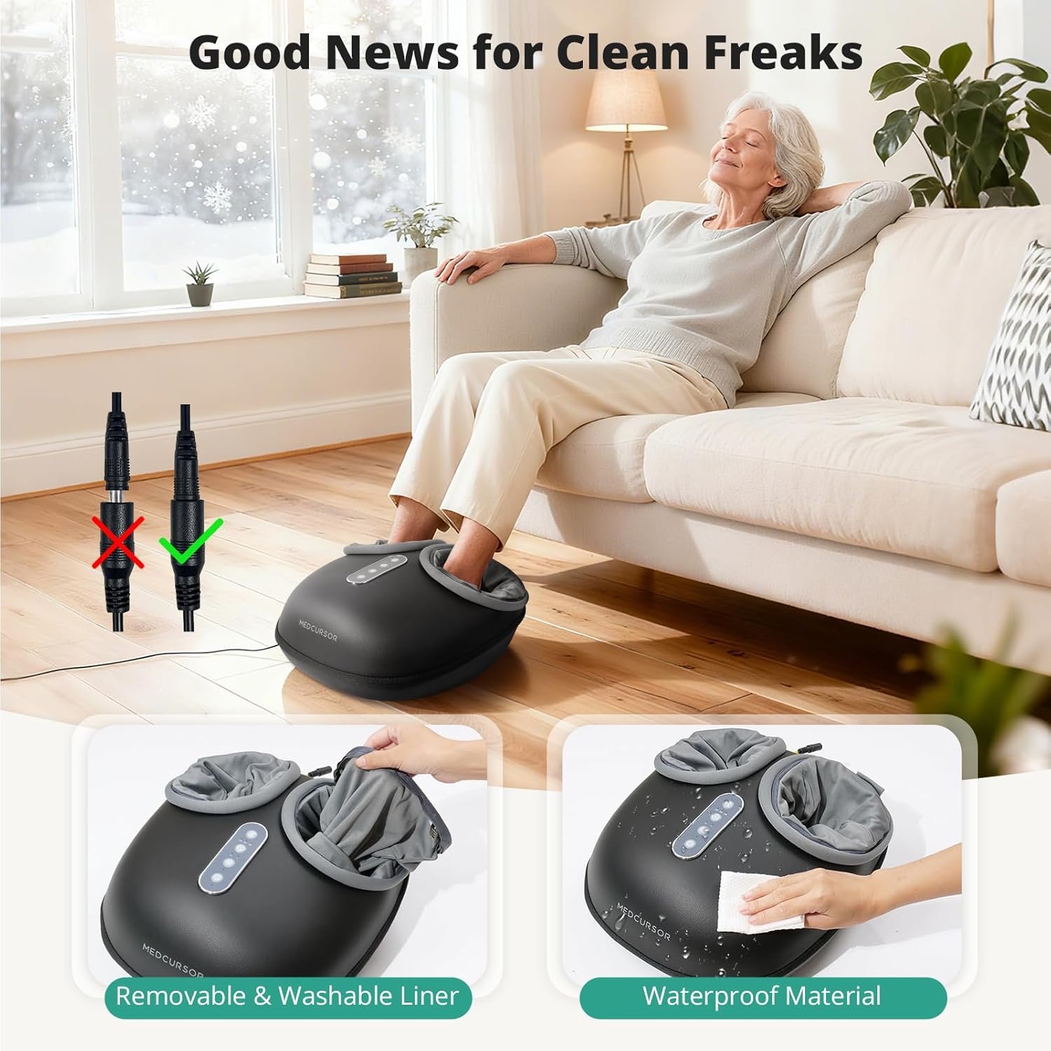 Medcursor Foot Massager with Heat - Shiatsu Feet Massage Machine Delivers Relief for Tired Muscles & Plantar, Deep Kneading Therapy, Multi-Level Settings for Home, Office Use, Size up to 13" - Image 6
