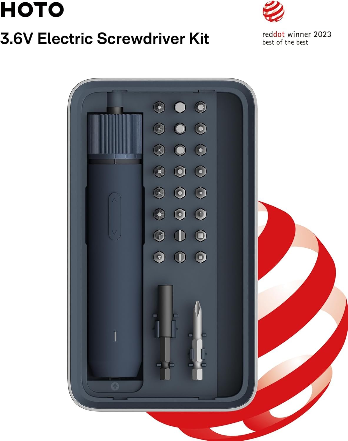 HOTO 25-Piece Upgraded Electric Screwdriver Kit, 1/4'' Hex, Magnetic Lid, 1500mAh Rechargeable Cordless Screwdriver, LED Light, Ideal for Furniture Assembly, Home Repair & Garage Projects - Image 9