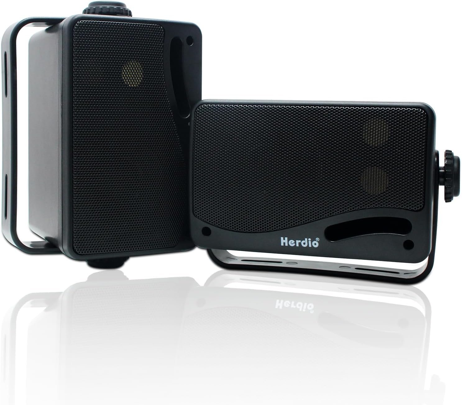 Herdio 3.5" Outdoor Bluetooth Speakers Wired Waterproof, 200W 3 Way Upgrade Premium Wall Mount Speakers, Durable Mountable Loud Sound System for Patio Indoor Deck Garage (Black Pair)