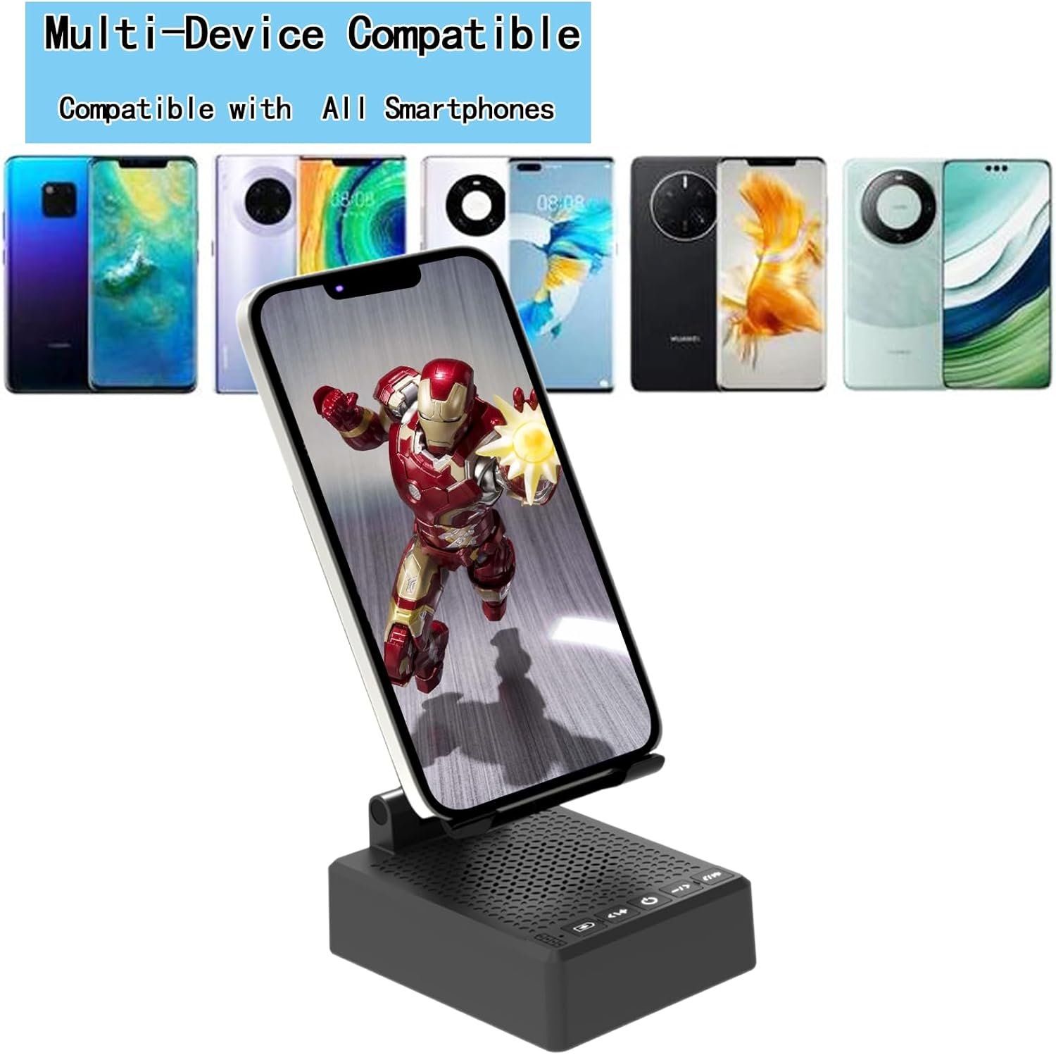 Birthday Gifts for Mother Father ,Cell Phone Stand with Wireless Bluetooth Speaker and Antislip Base HD Surround Sound for Home and Outdoors with Bluetooth Speaker for Desk Compatible with iPhone - Image 4