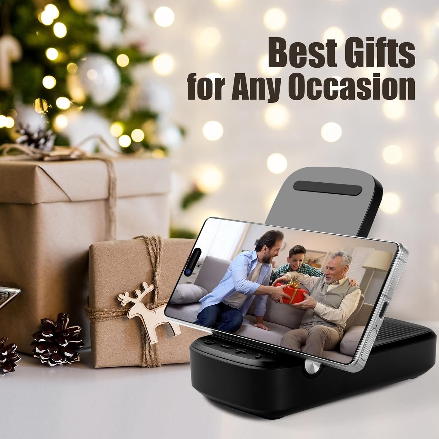 Gifts for Men Woman, Cell Phone Stand with Wireless Bluetooth Speaker,Anti-Slip Base HD Surround Sound Perfect for Home and Outdoors with iPhone/Samsung/iPad - Image 5