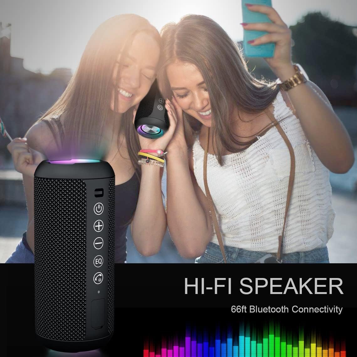 Ortizan Portable Bluetooth Speaker (1nd Gen), IPX7 Waterproof, Wireless, Big Sound and Deep Bass, TWS Pairing, 30Hrs of Playtime, for Home/Party/Outdoor/Beach, Birthday Gifts for Men Women - Black - Image 6