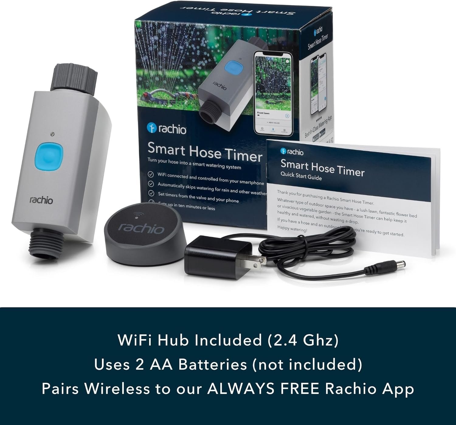 Rachio Smart Hose Timer (1 Valve + 1 WiFi Hub) – App-Controlled Outdoor Faucet Timer, Quick Install & Scheduling, Expandable System - Image 3