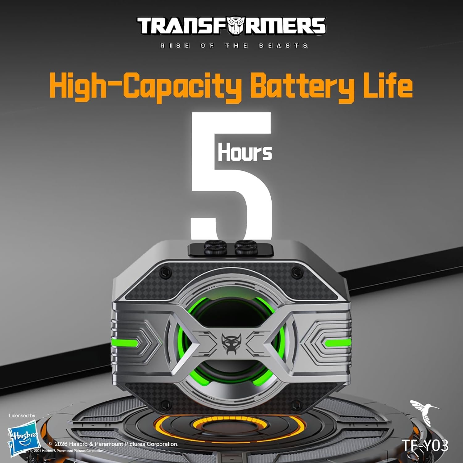 Transformers TF-Y03 CoreBlock Design Bluetooth TWS Speaker 5W Portable Wireless IPX5 Waterproof, 5H Playtime, 1200mAh, Deep Bass, Stereo Pairing, Built-in Mic, AUX/TF Card (Optimus Primal Gray) - Image 3