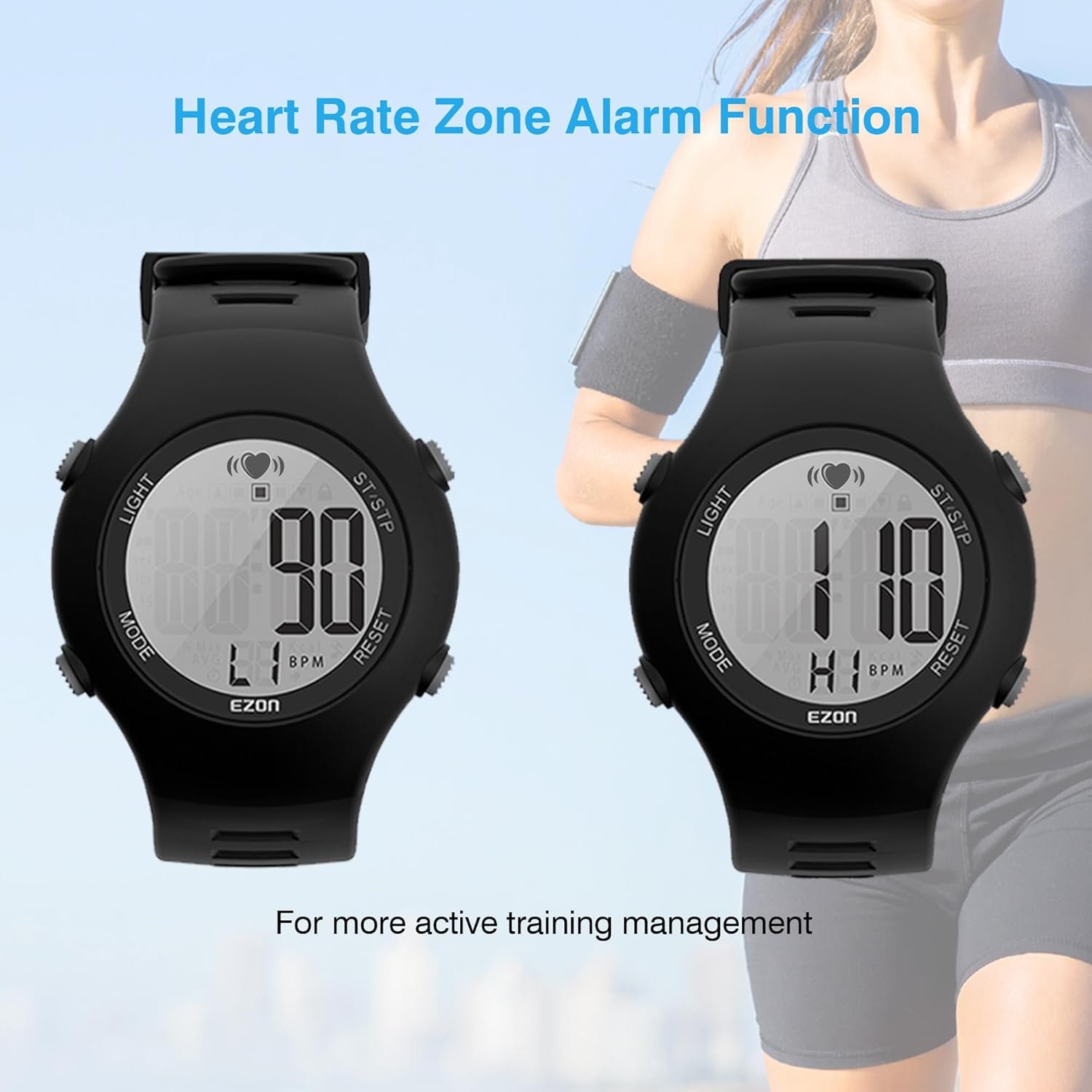 EZON Heart Rate Monitor Chest Strap and Digital Watch,5ATM Waterproof Fitness Tracker with HRM,Calories Burned,Stopwatch and Hourly Chime - Ideal Fitness Presents for Men and Women - Image 5