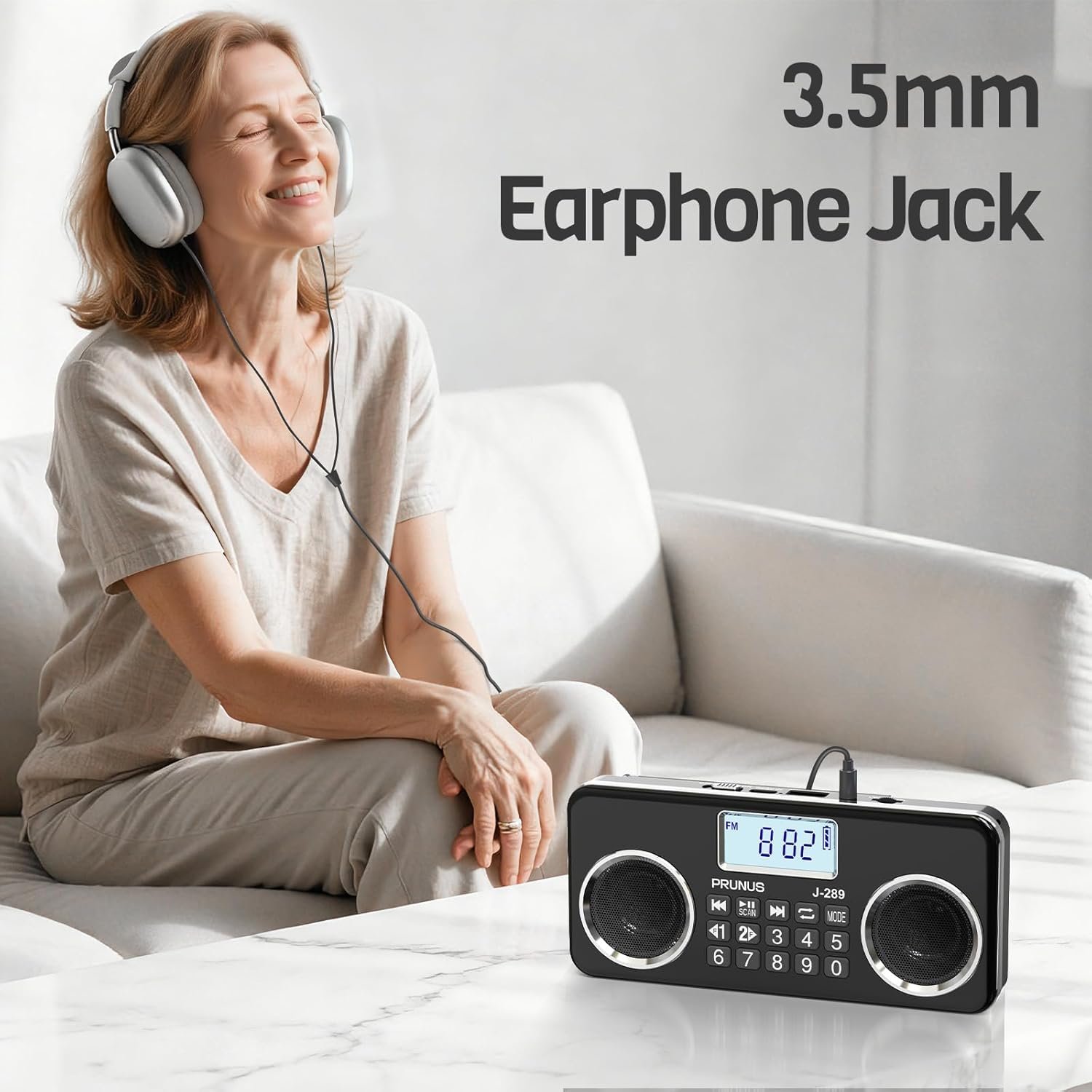 Small Digital FM Radio with Bluetooth Speaker, Good Sound, TF Card/USB Playback, Mp3 Player with Speaker, Headphone Jack, USB C Rechargeable Radio fm, Indoor and Outdoor, Bluetooth Radios(NO AM) - Image 7