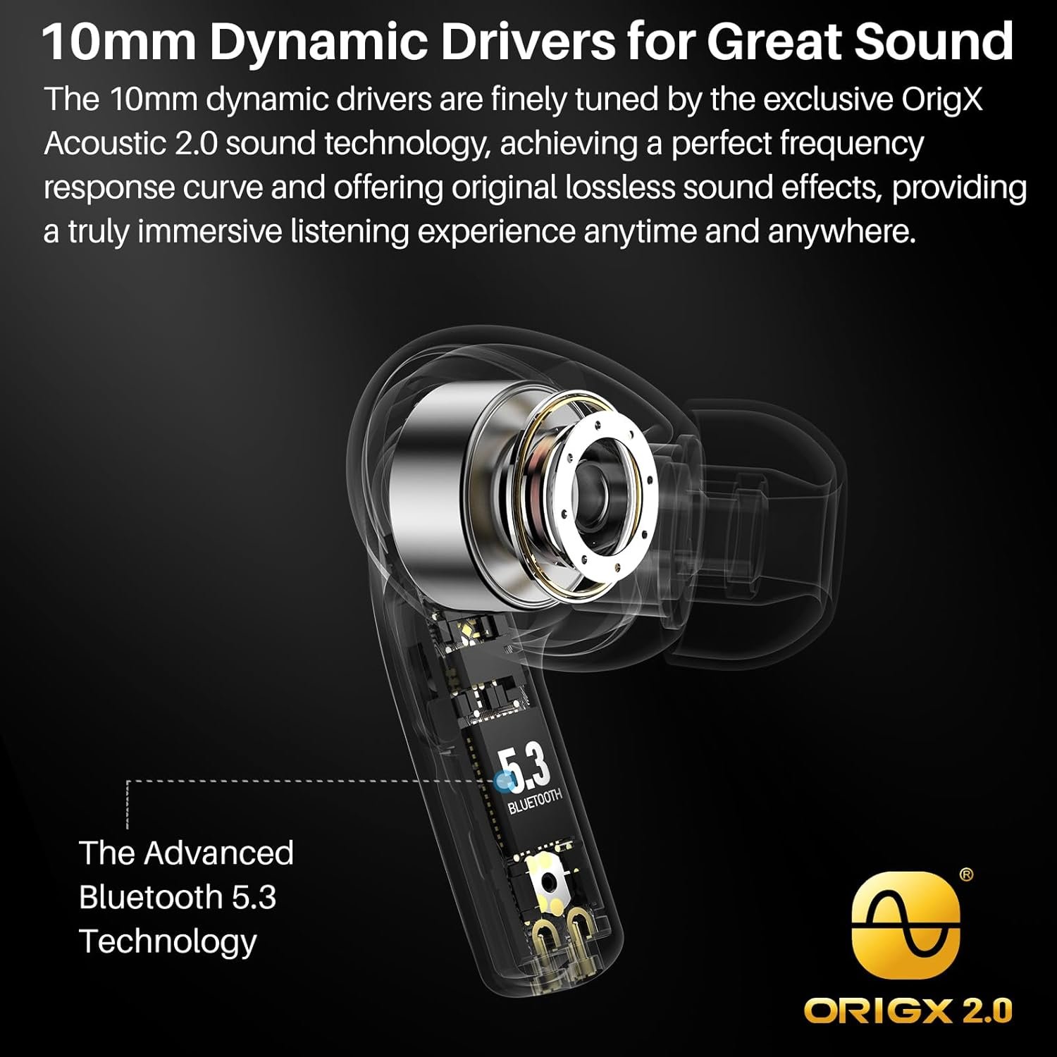 TOZO T20 Wireless Earbuds Bluetooth Headphones 48.5 Hrs Playtime with LED Digital Display, IPX8 Waterproof, Dual Mic Call Noise Cancelling 10mm Broad Range Speakers, New Version - Image 4
