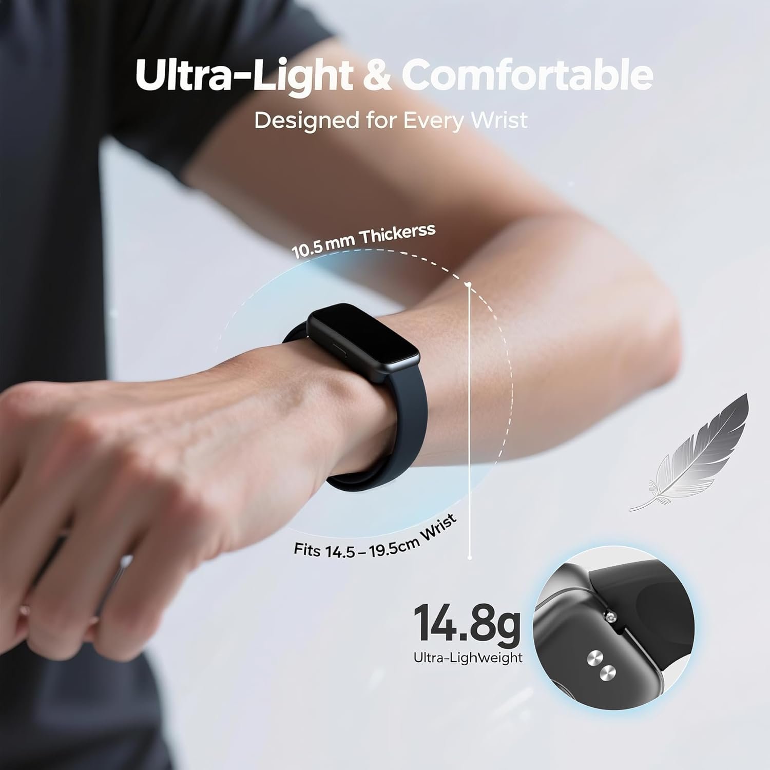 Fitness Tracker for Men & Women with 1.47” HD Display, Heart Rate & SpO2 Tracking, Sleep & Activity Monitor, 100+ Sports Modes, 3ATM Waterproof Smart Band, Works with Android & iOS, Black - Image 7