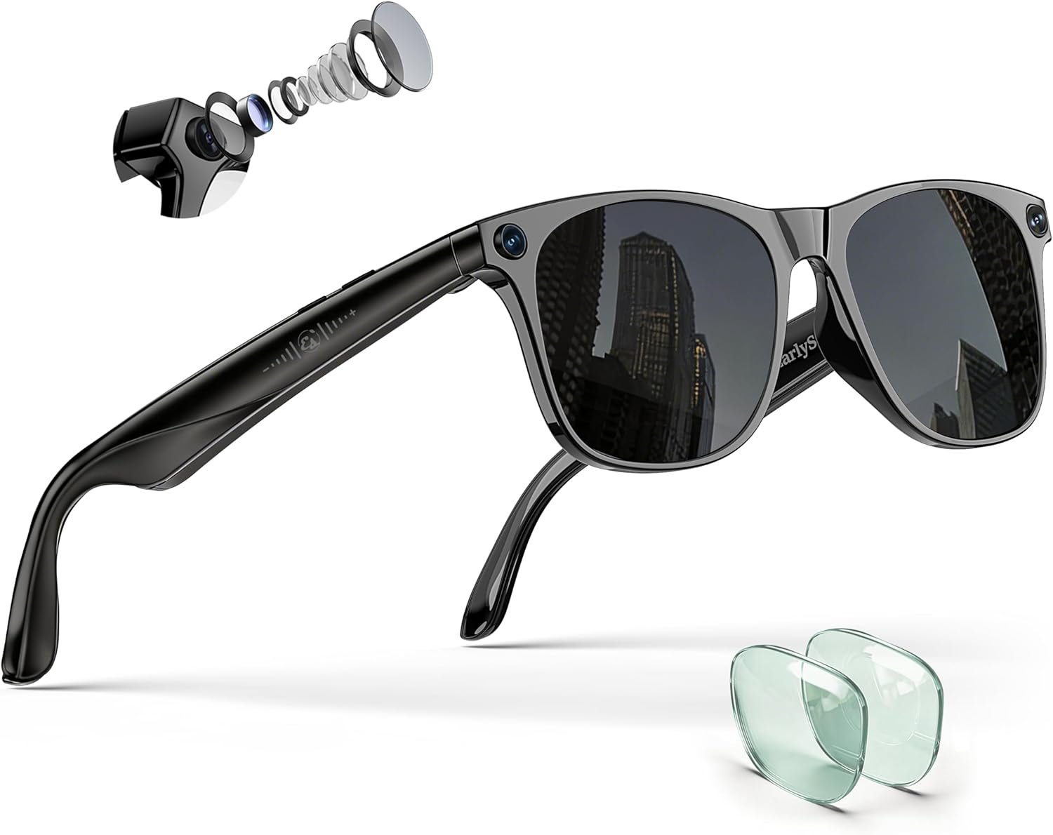 EarlySincere 4K Camera Glasses with ChatGPT AI, Polarized Lenses + Extra Photochromic, EIS Anti-Shake Video Recording, Open Ear HiFi Audio, Ideal for Driving & Vlog