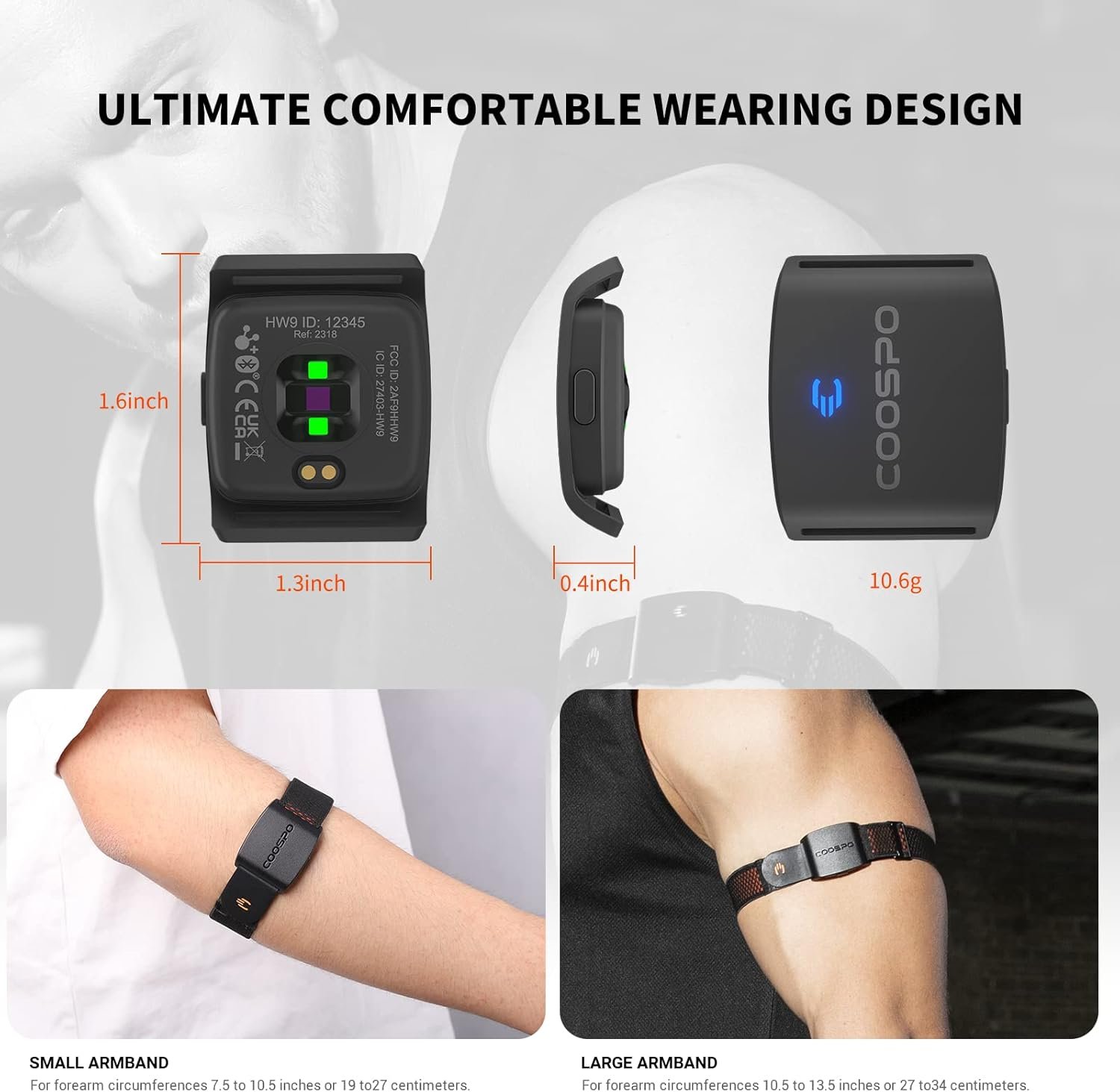 COOSPO HW9 Bluetooth 5.0 ANT+ Heart Rate Monitor Armband with HR Zones/Calories Burned, Optical HRM Sensor for Fitness Training/Cycling/Running,Compatible with Peloton,DDP Yoga,Wahoo - Image 6
