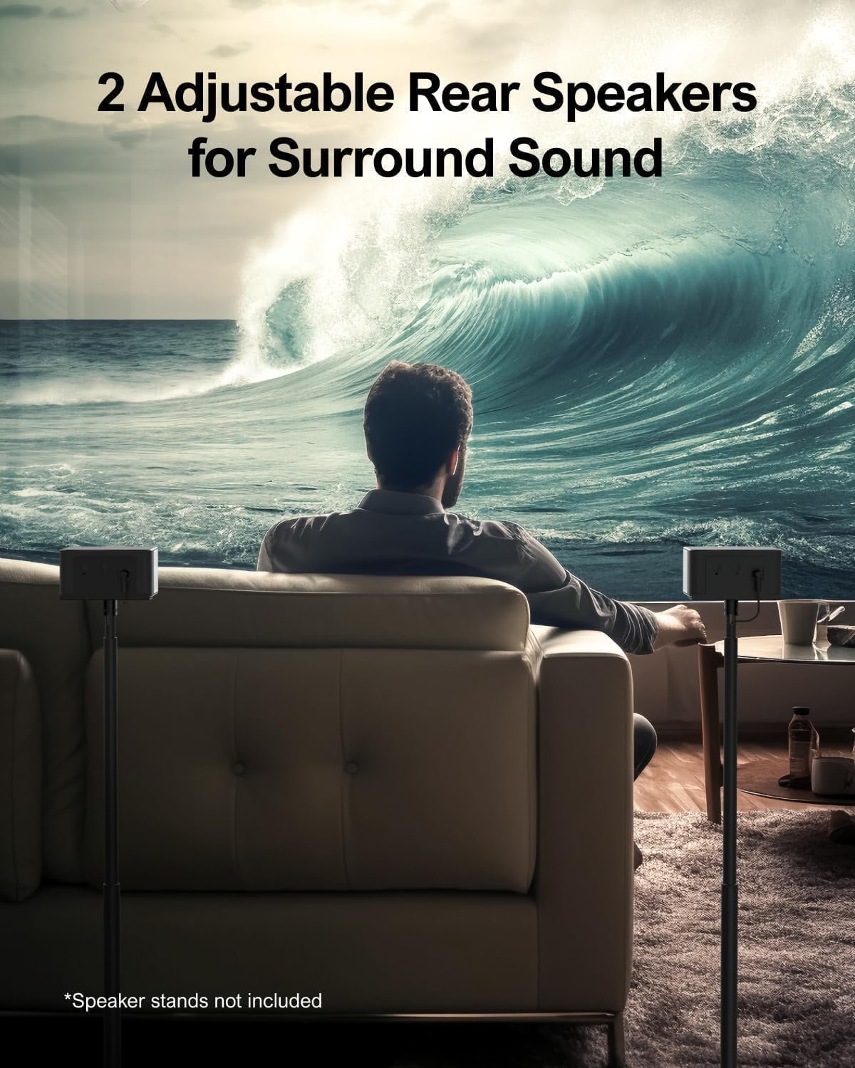 ULTIMEA 5.1 Sound Bar for Smart TV, Virtual Surround Sound System for TV, 320W Peak Power, Adjustable Surround Speakers and Subwoofer, APP Control, Home Theater Soundbar Poseidon D50(2025 New Model) - Image 3