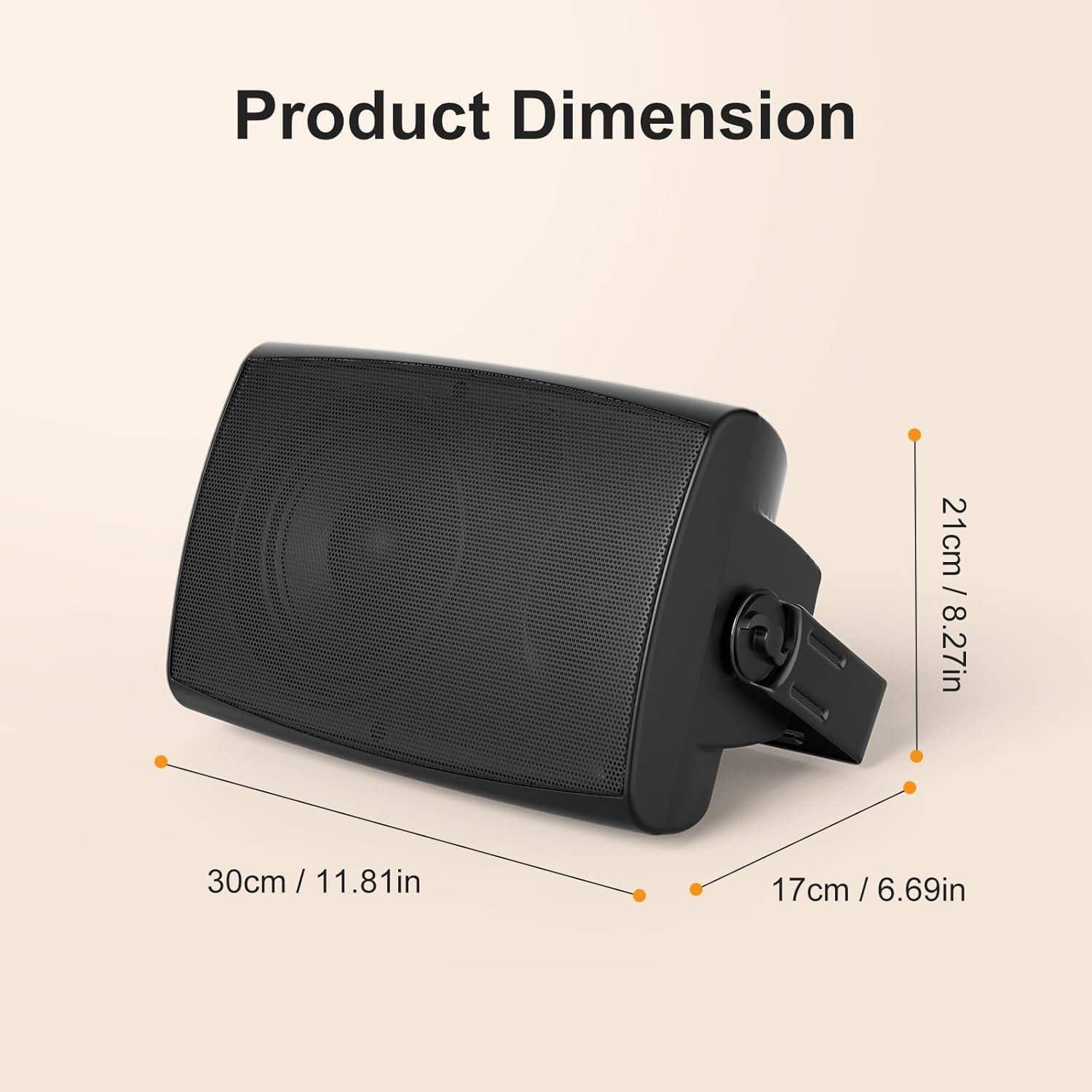 6.5 Inch Max 800W Outdoor Bluetooth Speakers Waterproof Wired with Multifunctional Amplifier Wall Mount Outdoor Speaker System for Patio Garden Poolside Home(4 Speakers,Black) - Image 6