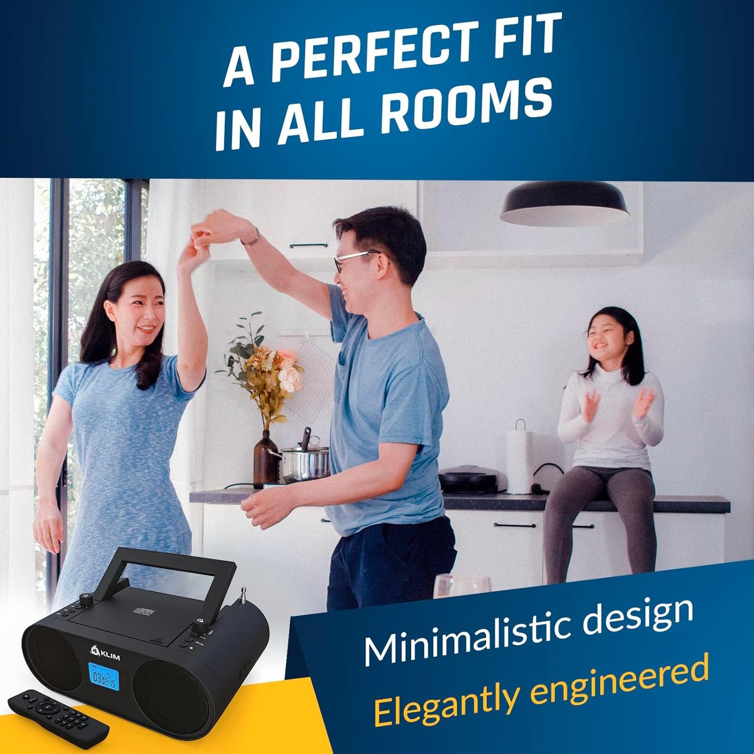 KLIM Boombox B4 CD Player Portable Audio System - New - AM/FM Radio with CD Player MP3 Bluetooth AUX USB - Wired & Wireless Mode Rechargeable Battery - Remote Control Autosleep Digital EQ - Image 7