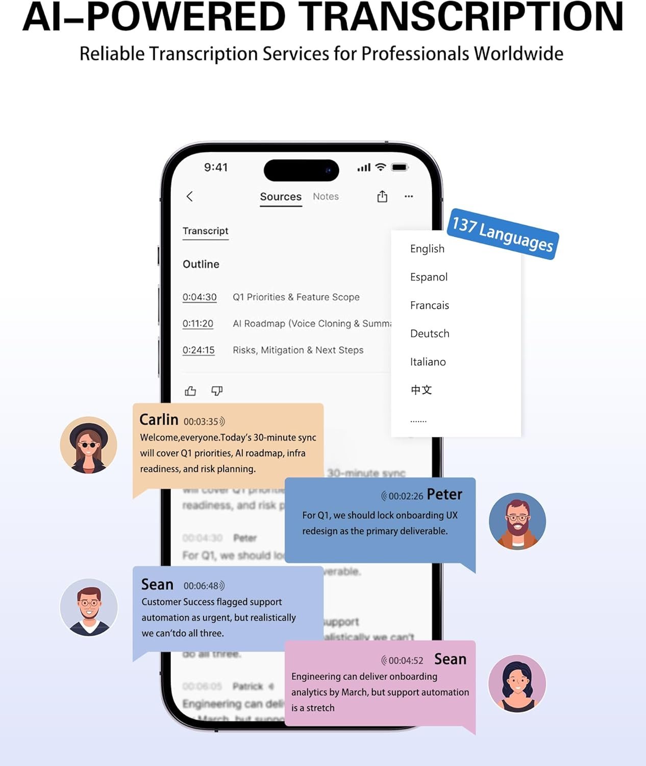 AI Voice Recorder - AI Note Taking Recording Device, Phone Wallet Card Holder Design, Transcribe & Summarize, APP Control Audio Recorder, Supports 137 Languages, for Lectures, Meetings, Calls (Black) - Image 4