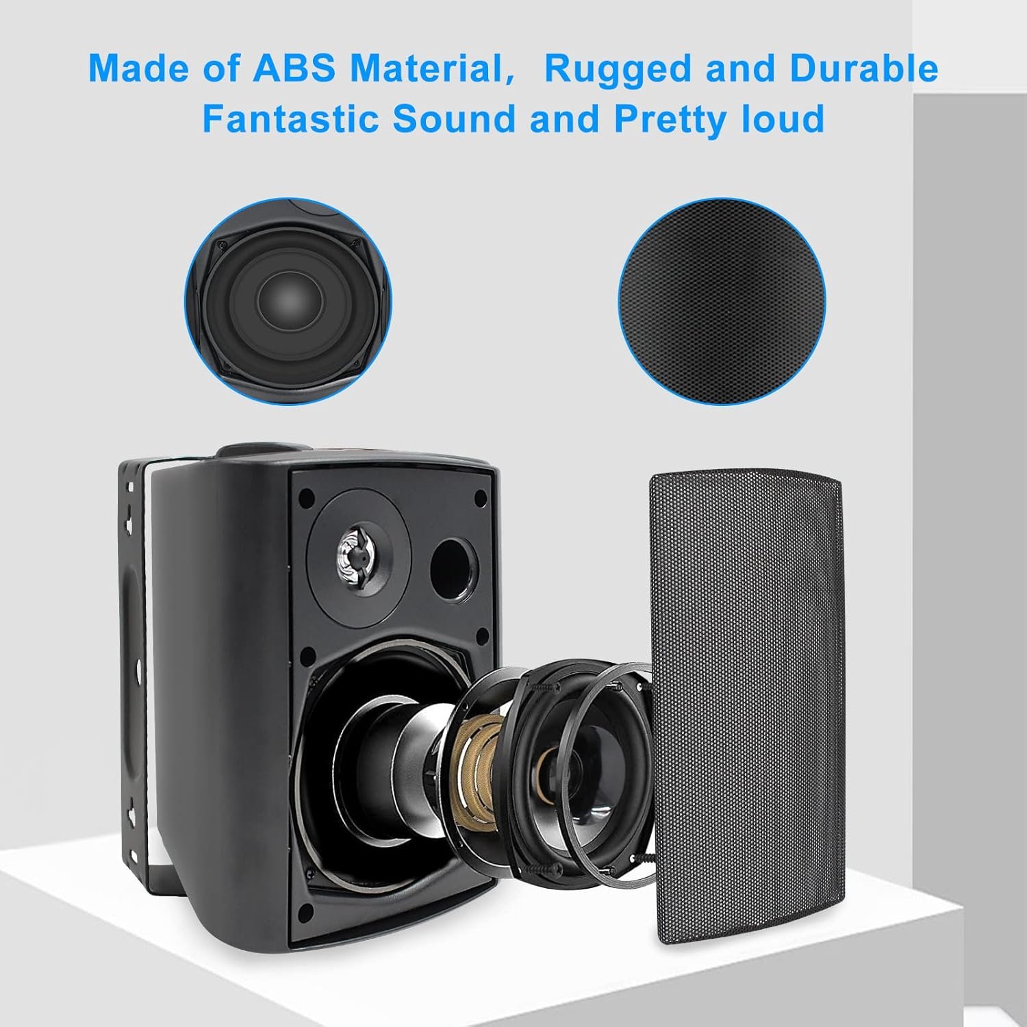 Herdio 5.25 Inches 600 Watts Passive Indoor Outdoor Speakers Wired Waterproof,Wall Mount Speakers with Loud Volume Suitable for Patio,Garden Home Theater,Black (2 Pairs) - Image 7