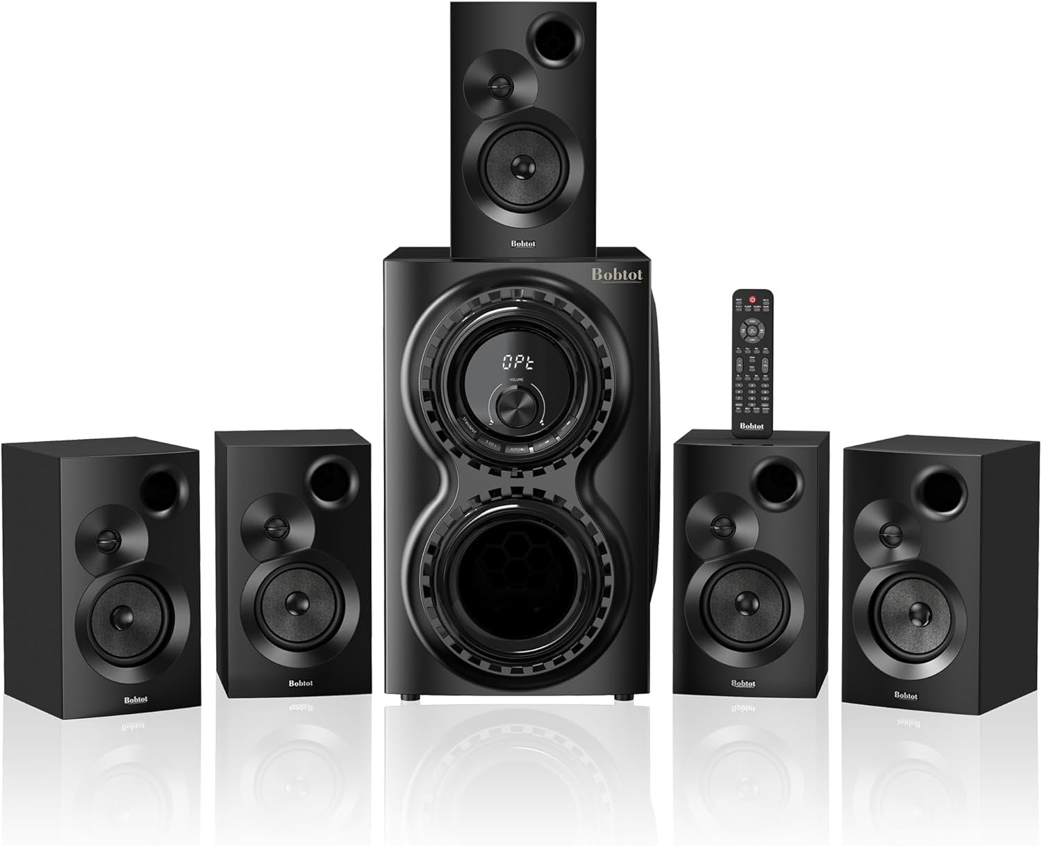 Bobtot Surround Sound Systems 1400 Watts Peak Power Home Theater Speakers - 12" Subwoofer Strong Bass 5.1 Wired Loud Stereo Audio System with ARC Optical Bluetooth Input for TV - Image 9