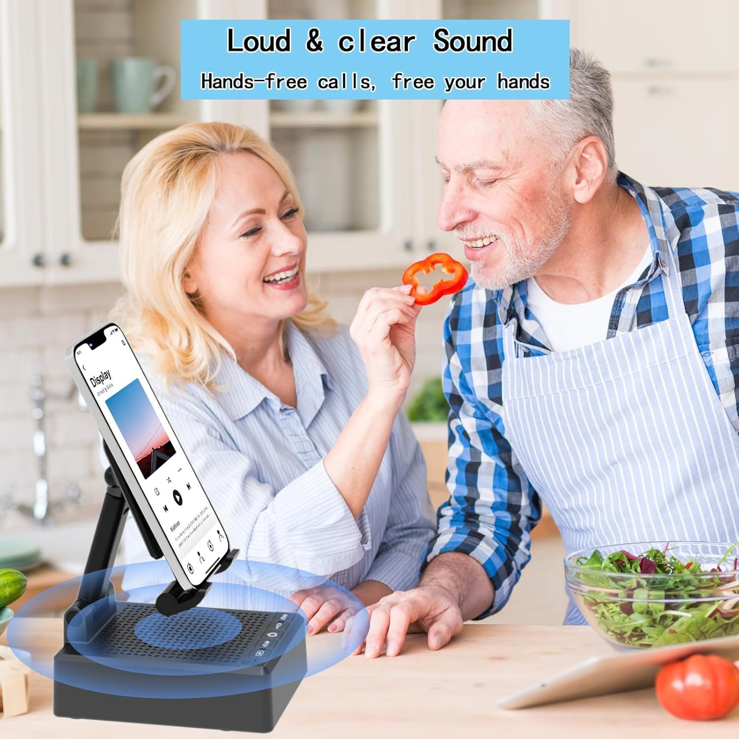 Birthday Gifts for Mother Father ,Cell Phone Stand with Wireless Bluetooth Speaker and Antislip Base HD Surround Sound for Home and Outdoors with Bluetooth Speaker for Desk Compatible with iPhone - Image 5