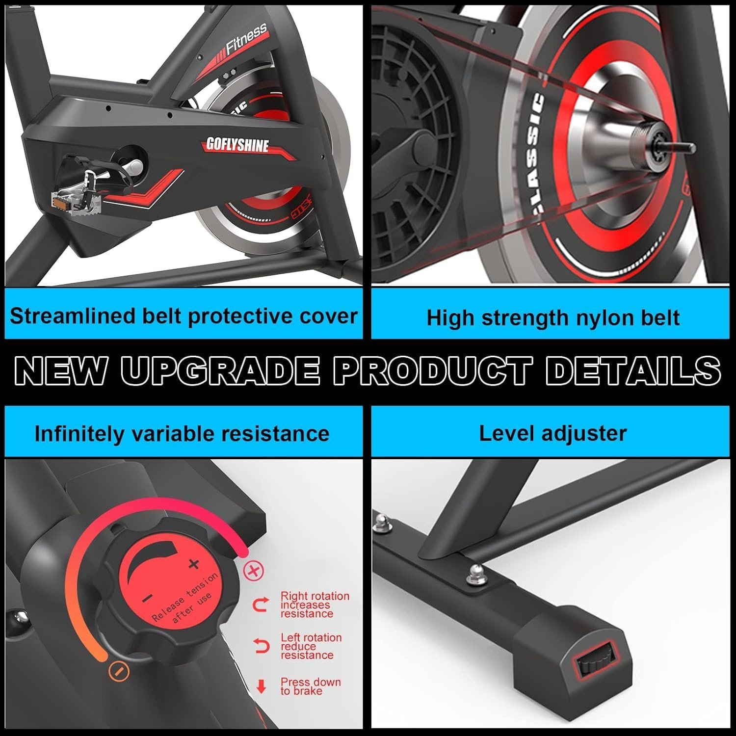 Exercise Bikes Stationary,Exercise Bike for Home Indoor Cycling Bike for Home Cardio Gym,Workout Bike with Mount & LCD Monitor,Silent Belt Drive - Image 4
