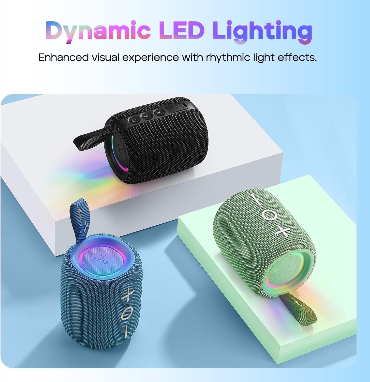 Tribit StormBox Mini+ Portable Bluetooth Speaker, 12W Wireless Speaker with 360°Surround Sound, 12H Playtime, Custom EQ, BT5.4, IPX7 Waterproof, RGB Lights, Type-C, TWS, AAC/SBC, Home/Outdoor/Travel - Image 6