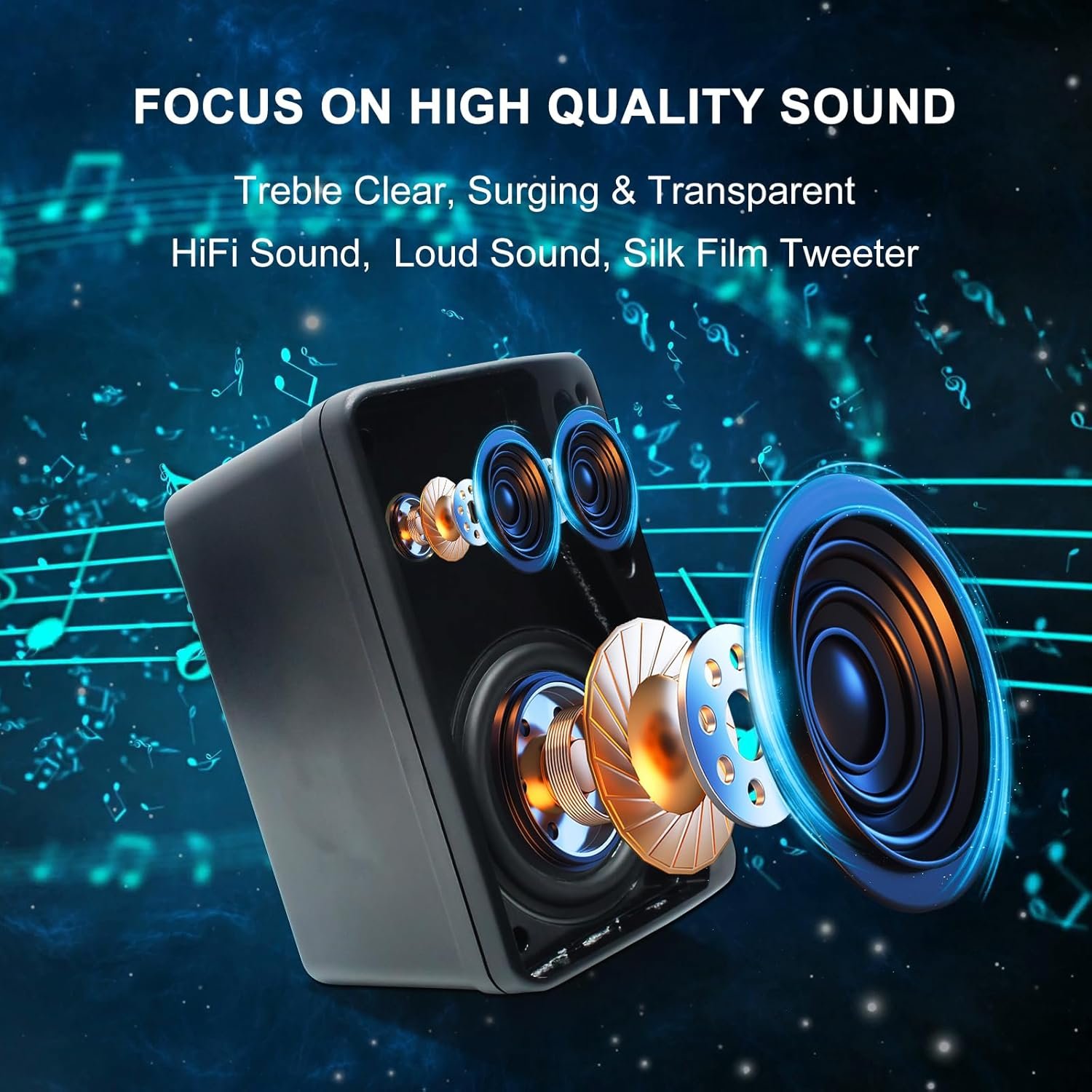 Herdio 3.5 Inch Passive Outdoor Speakers Wired Waterproof, 200W 3 Way Premium Mountable Wall Mount Speakers with Superior Sound, All-Weather Durability, for Patio Marine Boat Garage Indoor(Black Pair) - Image 2