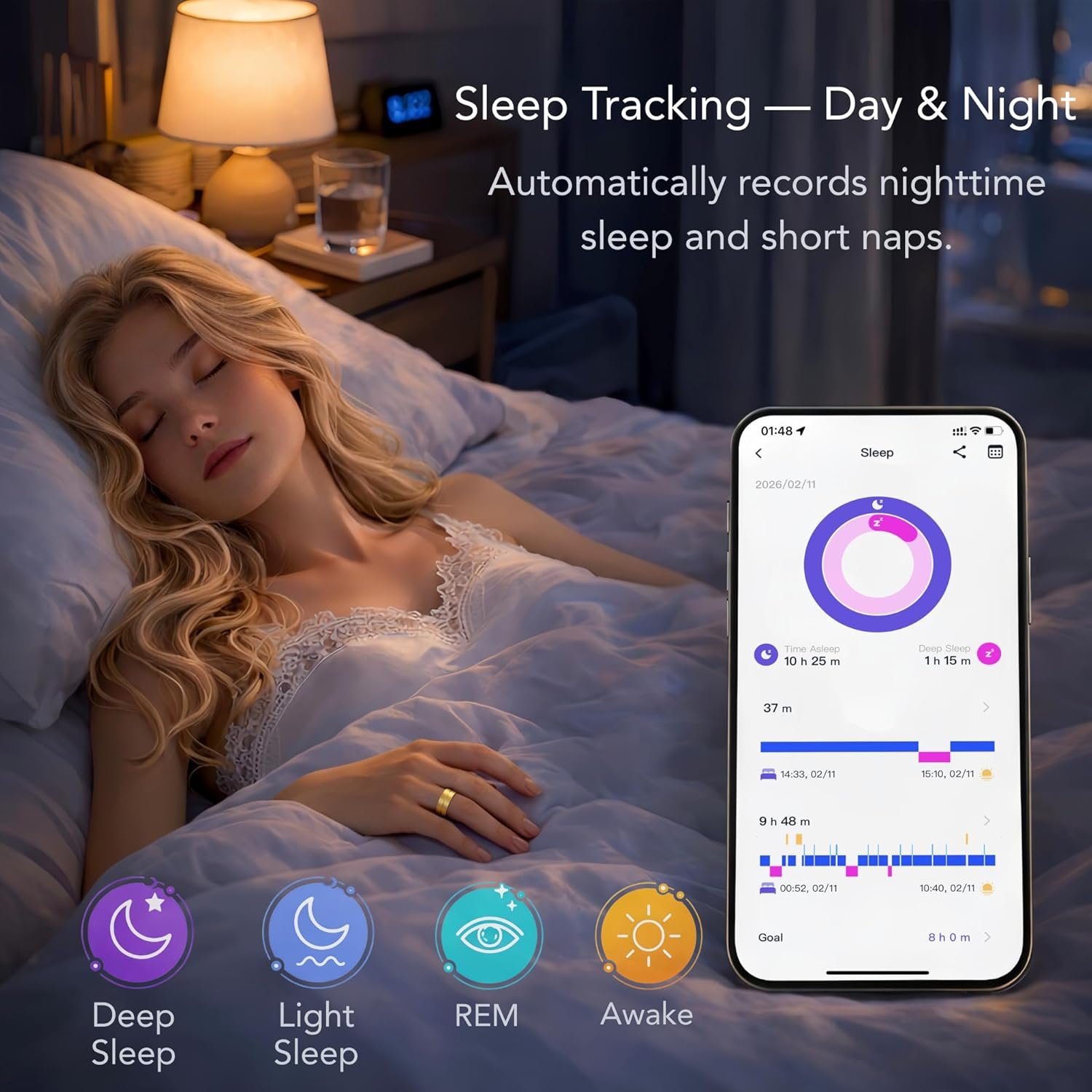 Smart Ring Health & Fitness Tracker for Men and Women, Sleep and Activity Tracking, HRV and Stress, Heart Rate and SPO₂, Women Health Support, 120+ Sports Modes (Matte Gold, 9) - Image 7