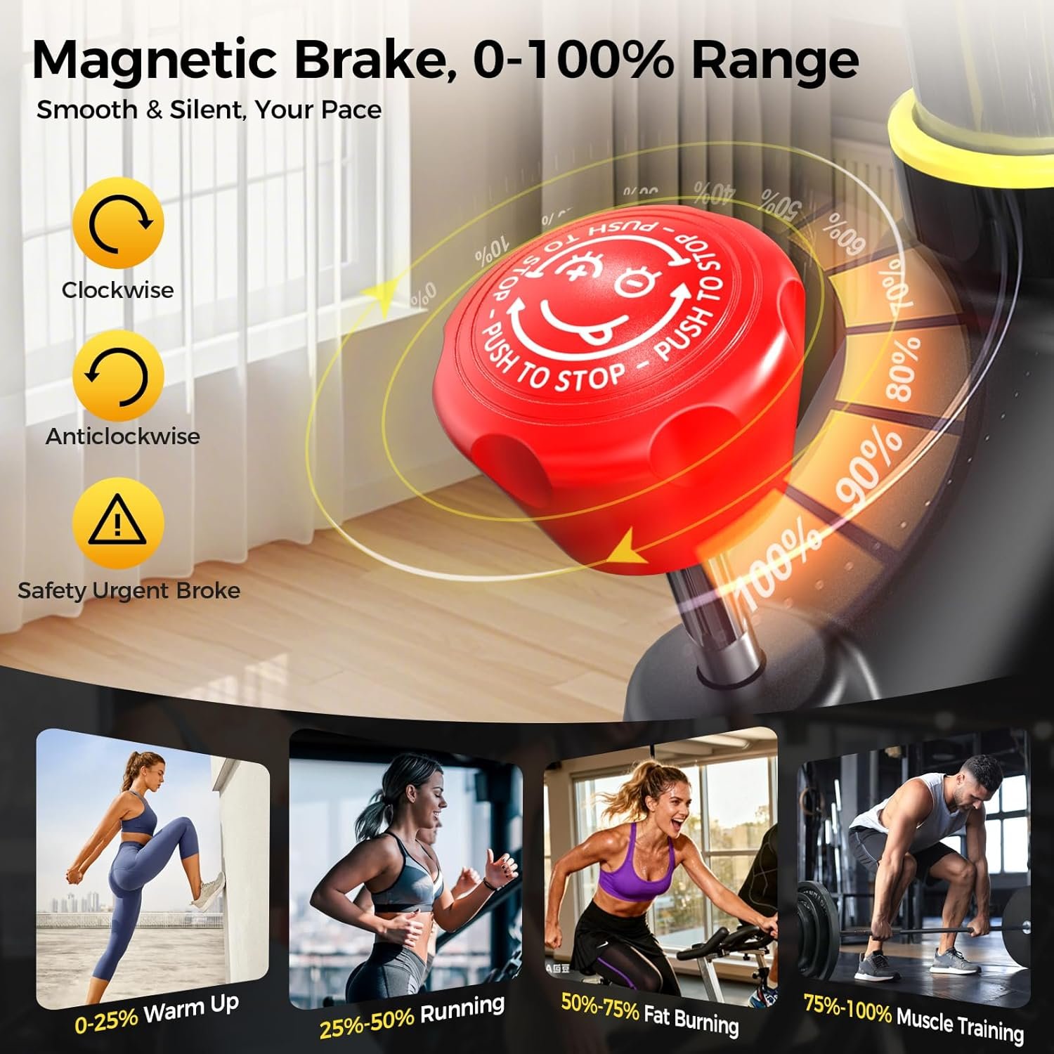 pooboo Exercise Bike,Stationary Bike for Home with Exclusive App,Indoor Low Noise Magnetic Cycling Bike with 350 lb Weight Capacity,Tablet Mount,LED Calorie Display and Fitness Courses for Weight Loss - Image 6