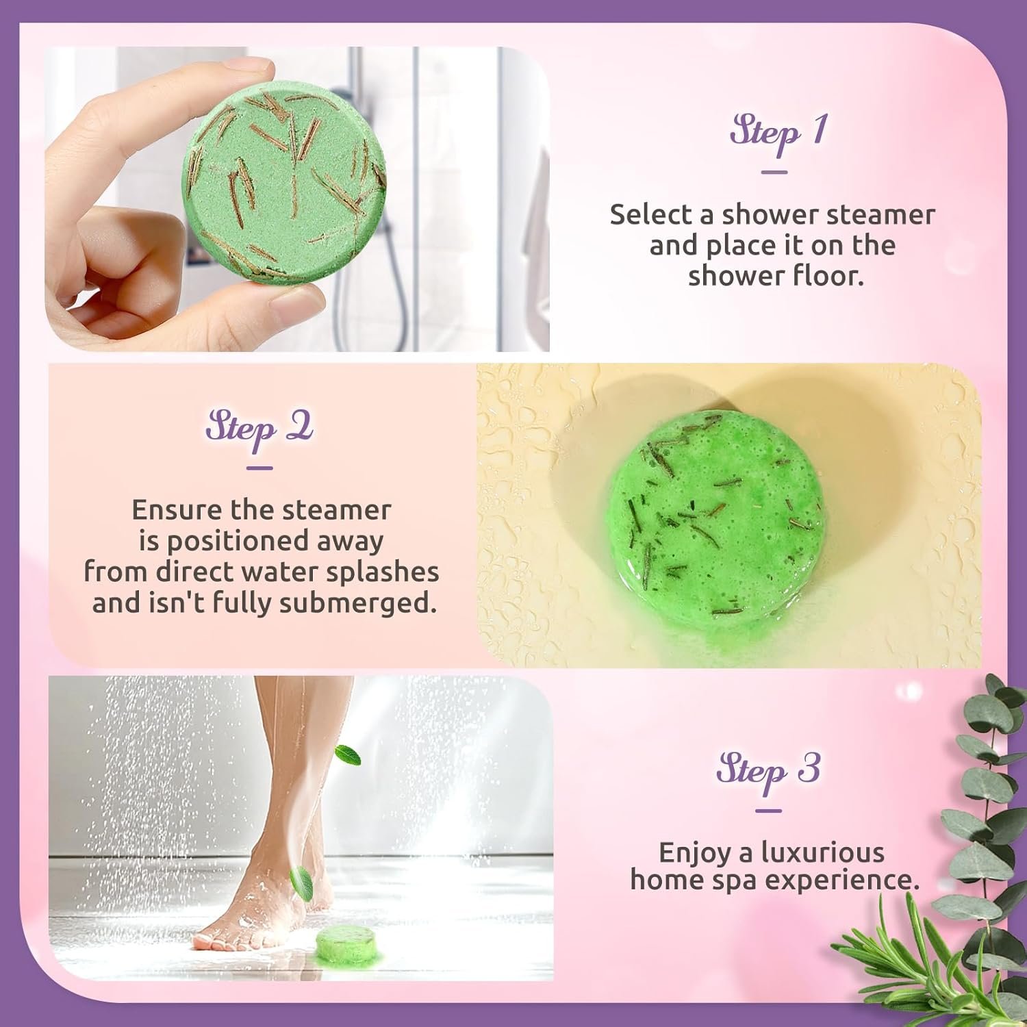 Shower Steamers Aromatherapy-8 Pack Shower Bombs with Essential Oils, Mothers Day Gifts for Mom Wife, Birthday Gifts for Women Self Care Relaxation Home SPA Teacher Appreciation Gift (Purple) - Image 7