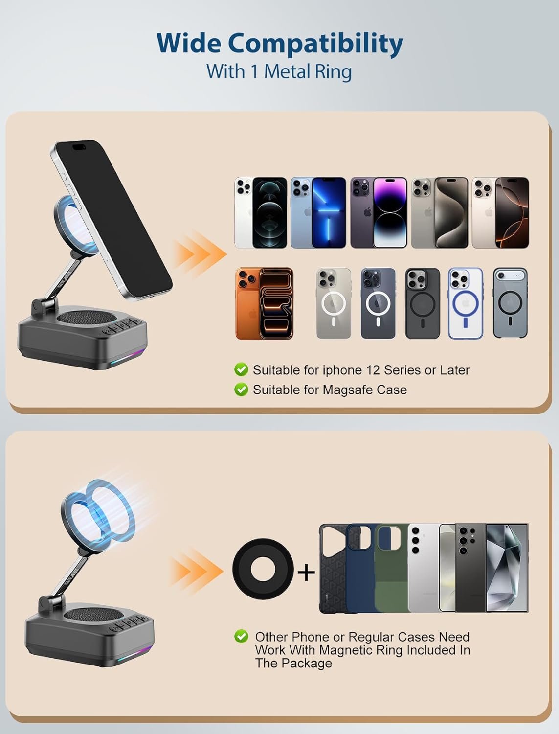 GBEAST for Magsafe Phone Stand with Bluetooth Speaker, Adjustable Cell Phone Holder for Desk,Stereo Sound Bluetooth Speaker with RGB, Built-in Mic for iPhone/Android/Samsung Galaxy,Gifts for Men Women - Image 6