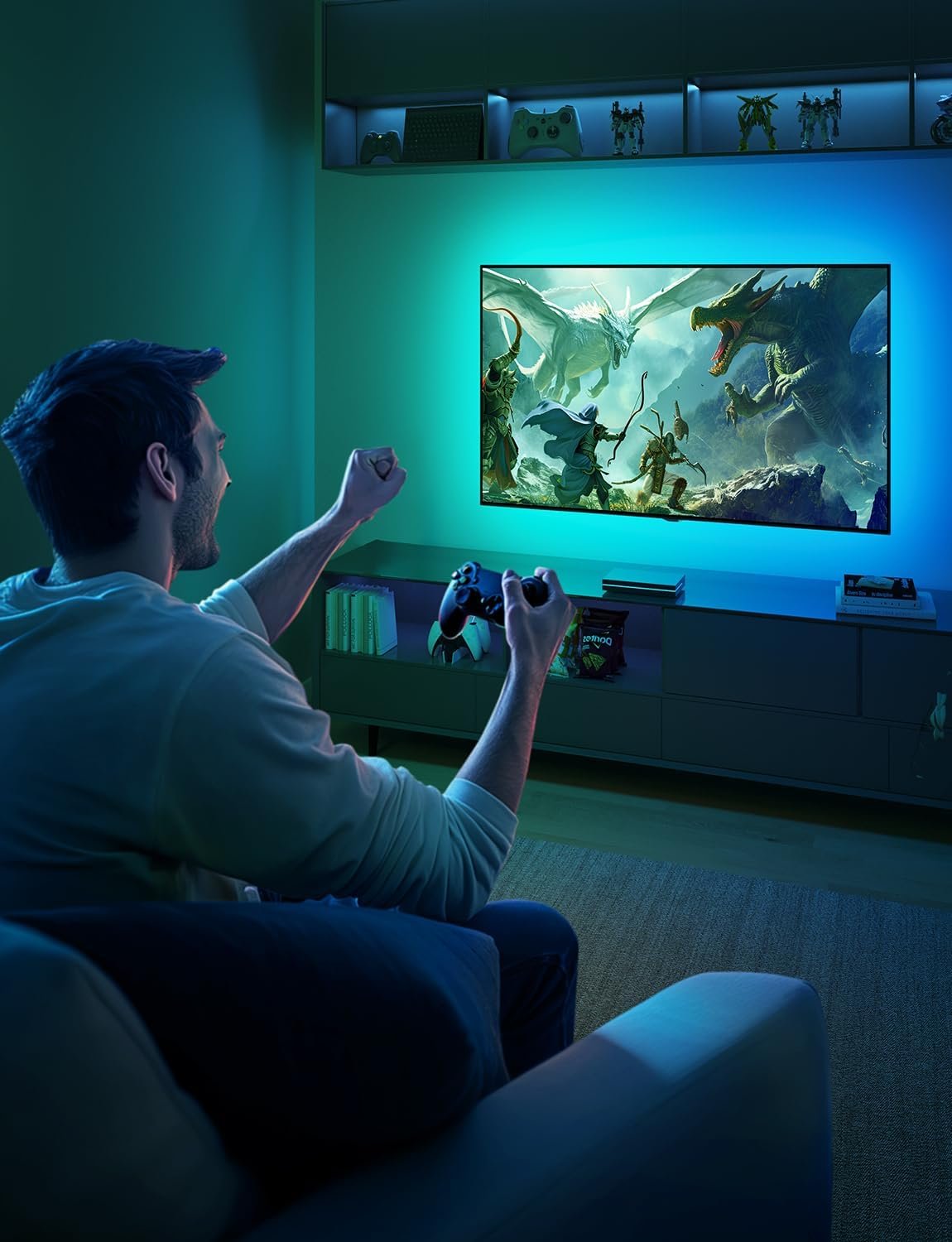 Govee HDMI 2.1 Sync Box 2, AI Sync Box with TV Backlight, Supports 8K@60Hz, 4K@144Hz, VRR and ALLM, Works with SmartThings, Matter and Alexa, RGBIC LED Light Strip for 55-65 inch TVs, 75 LEDs/m - Image 9