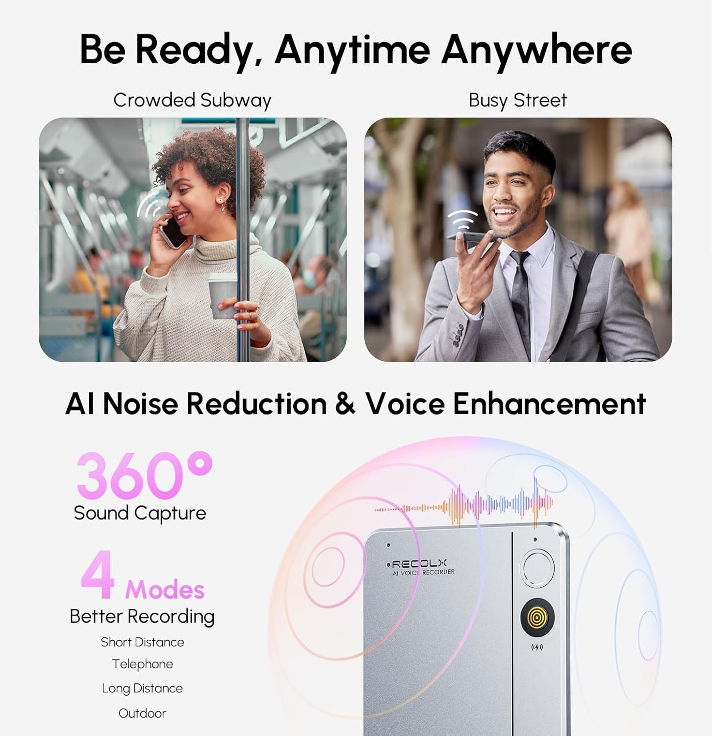 AI Voice Recorder & Transcriber with GPT-5.2 Analysis – 30-Hour Recording, 112-Language Speech-to-Text & Auto Summary for Meetings, Lectures & Interviews,Grey - Image 4