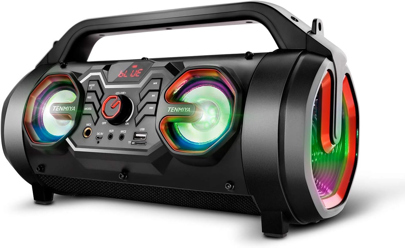 Portable Bluetooth Speaker with Subwoofer, Wireless Speakers with Booming Bass, FM Radio, RGB Lights, EQ, Stereo Sound, 10H Playtime, 30W Loud Speaker for Home, Outdoor, Party, Travel, Camping, Gifts - Image 8