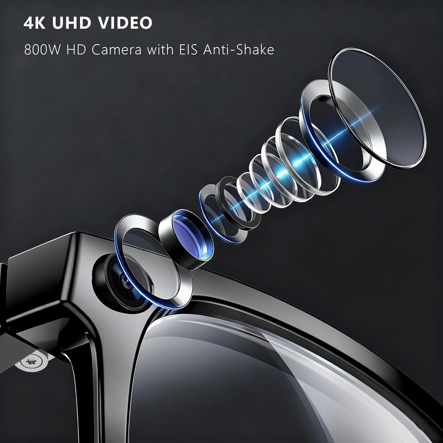EarlySincere 4K AI Smart Glasses with Photochromic Lenses, Integrated ChatGPT AI Model, Real-Time Translation, HD Video Recording, Long Battery Life, Bluetooth 5.4 Wireless - Image 2