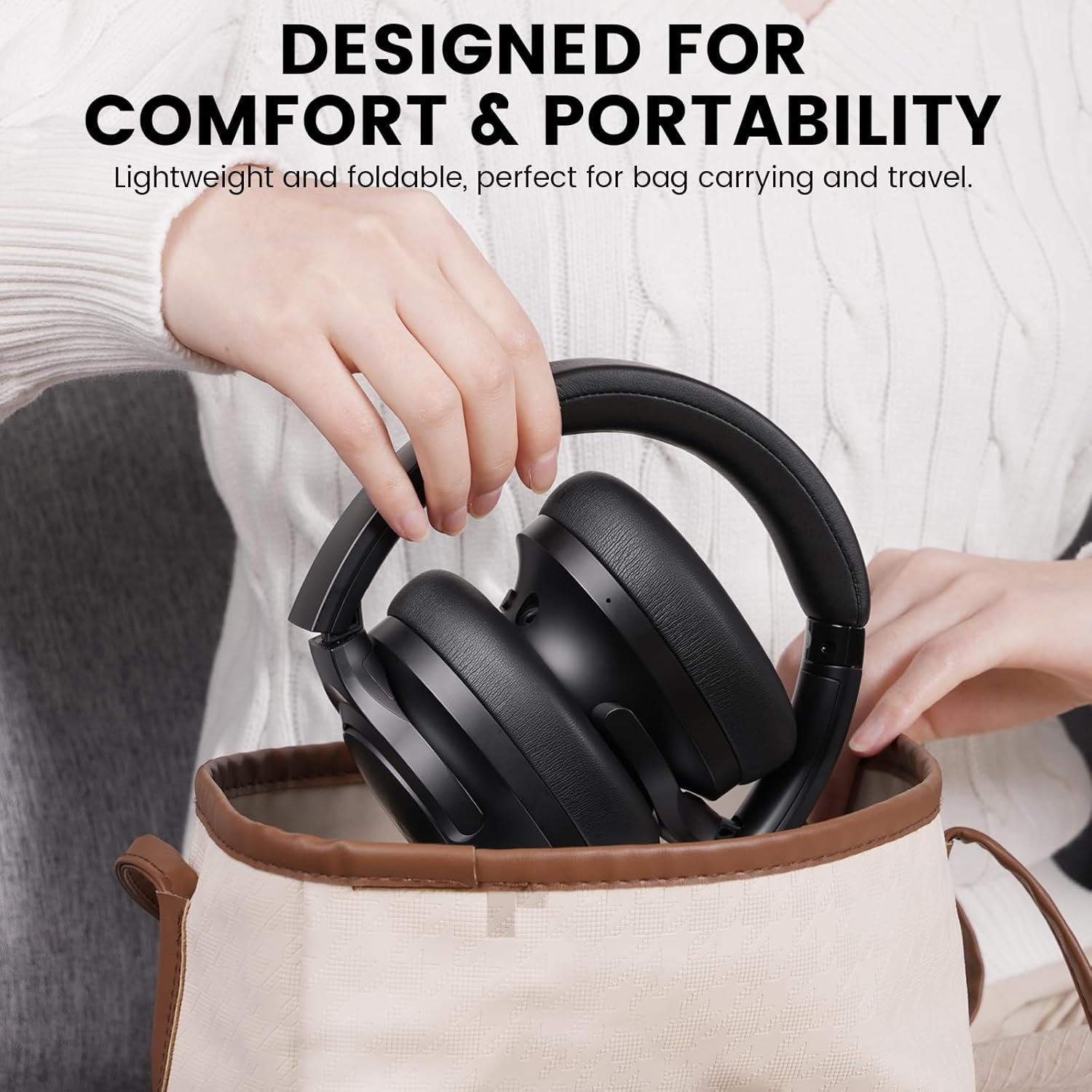 1Mii AI Y8 Active Noise Cancelling Headphones, Bluetooth 6.0 Wireless Over Ear, 100H Playtime Hi-Res Audio, AI Translation & Voice Chat, Custom EQ via APP for Travel & Home Office - Black - Image 7