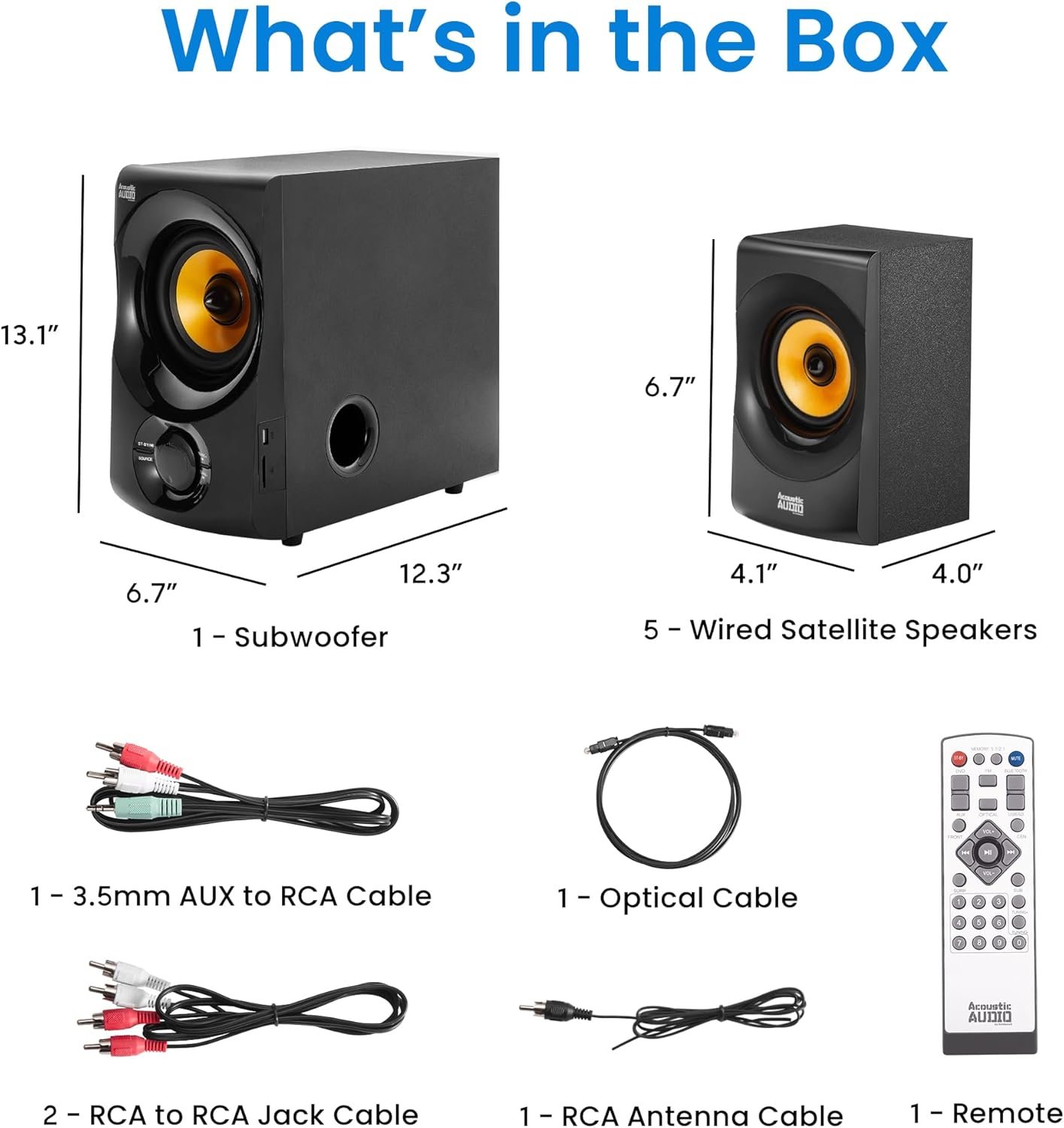 Acoustic Audio AA5170 Home Theater 5.1 Bluetooth Speaker System 700W with Powered Sub - Image 6