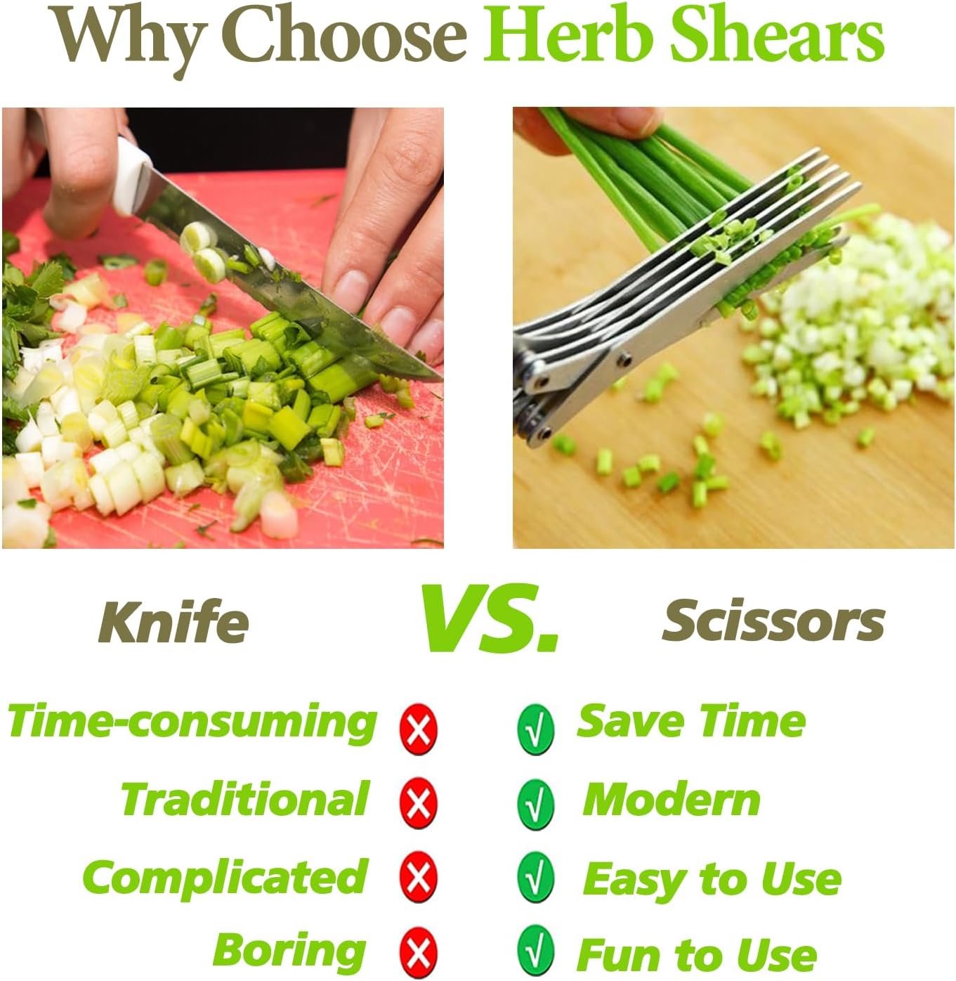 2026 Upgraded Herb Scissors, Effortless Herb Shears Cutter Tool with Sharp Stainless Steel Blades for Fresh Herbs, Must-Have Kitchen & Cooking Gadget, Green - Image 4