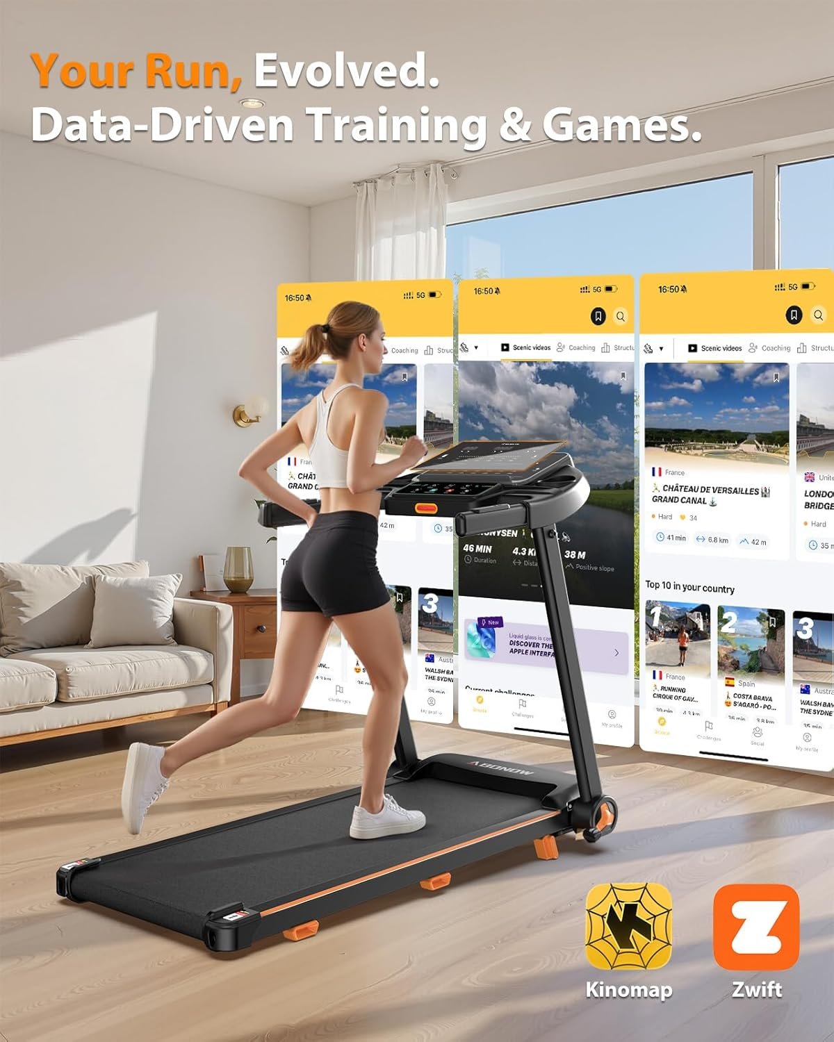 Foldable Treadmill for Home with Incline - Extra Large Dual LED Screen, 8.5MPH Max Speed, Bluetooth Speaker, 280LBS Capacity, 3HP Home Office Treadmills for Running Jogging Walking - Image 9
