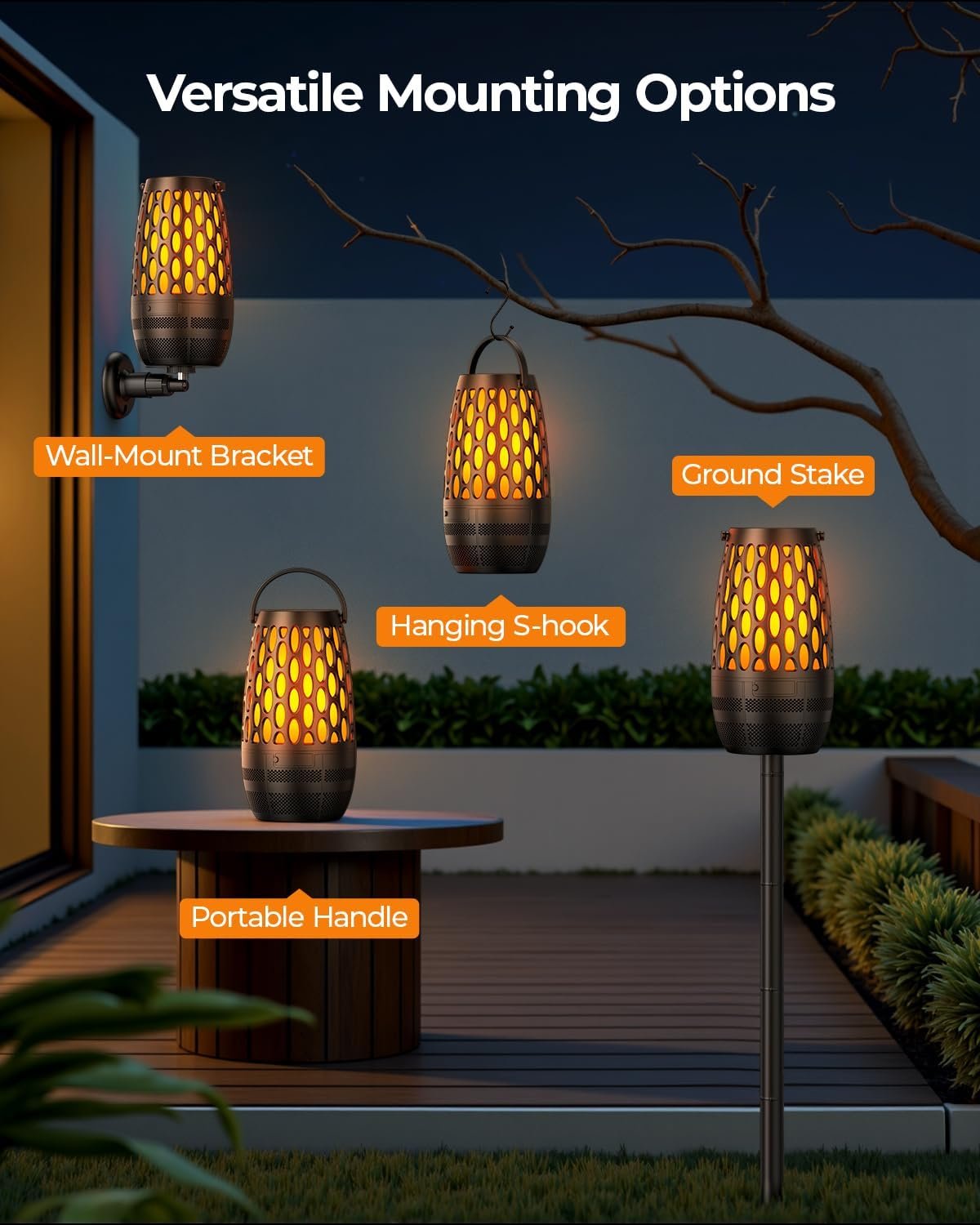 Outdoor Speakers Bluetooth Waterproof IPX6 with Flame Lights, Gadget Gifts for Men/Women, Hd Stereo Sound, BT 5.3 Multi-Sync to 100 Speakers, Portable Wireless Speaker for Patio Cafe Decor Party - Image 6