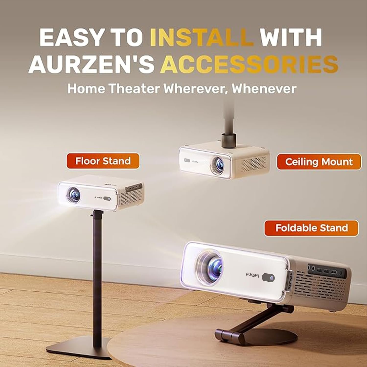 Aurzen EAZZE D1 Smart Projector with WiFi and Bluetooth, Built-in APP, Auto Focus/Keystone, DoIby Audio 16W Speakers, Native 1080P, HDR10, Portable Mini Outdoor Movie Projector - Image 6