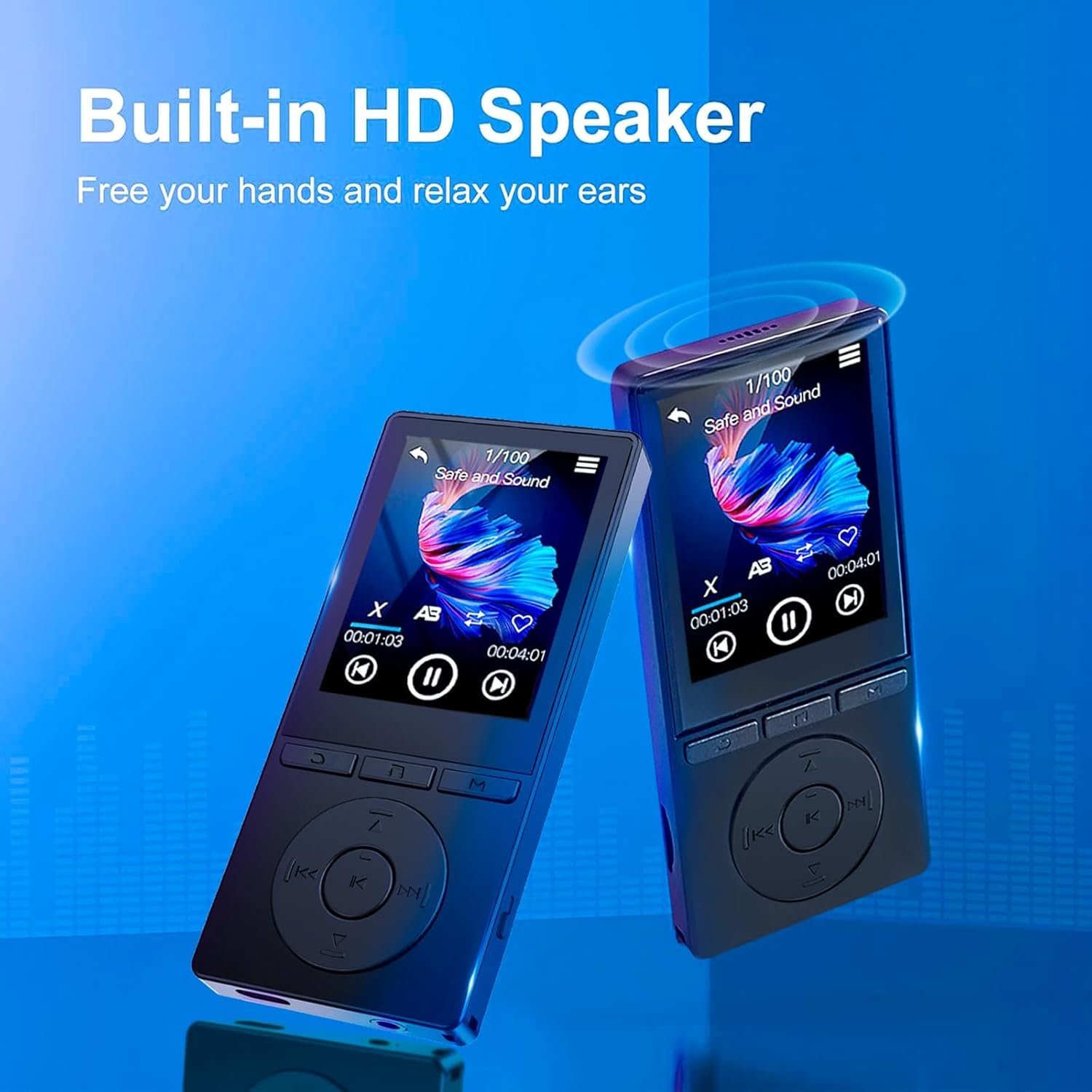 64GB MP3 Player with Bluetooth 5.3, Music Player with HiFi Sound for Sports Runners, 2.4" Screen MP3 Player Built in HD Speaker Voice Recorder FM Radio E-Book, Expanded Up to 128GB, Earphone Included - Image 2
