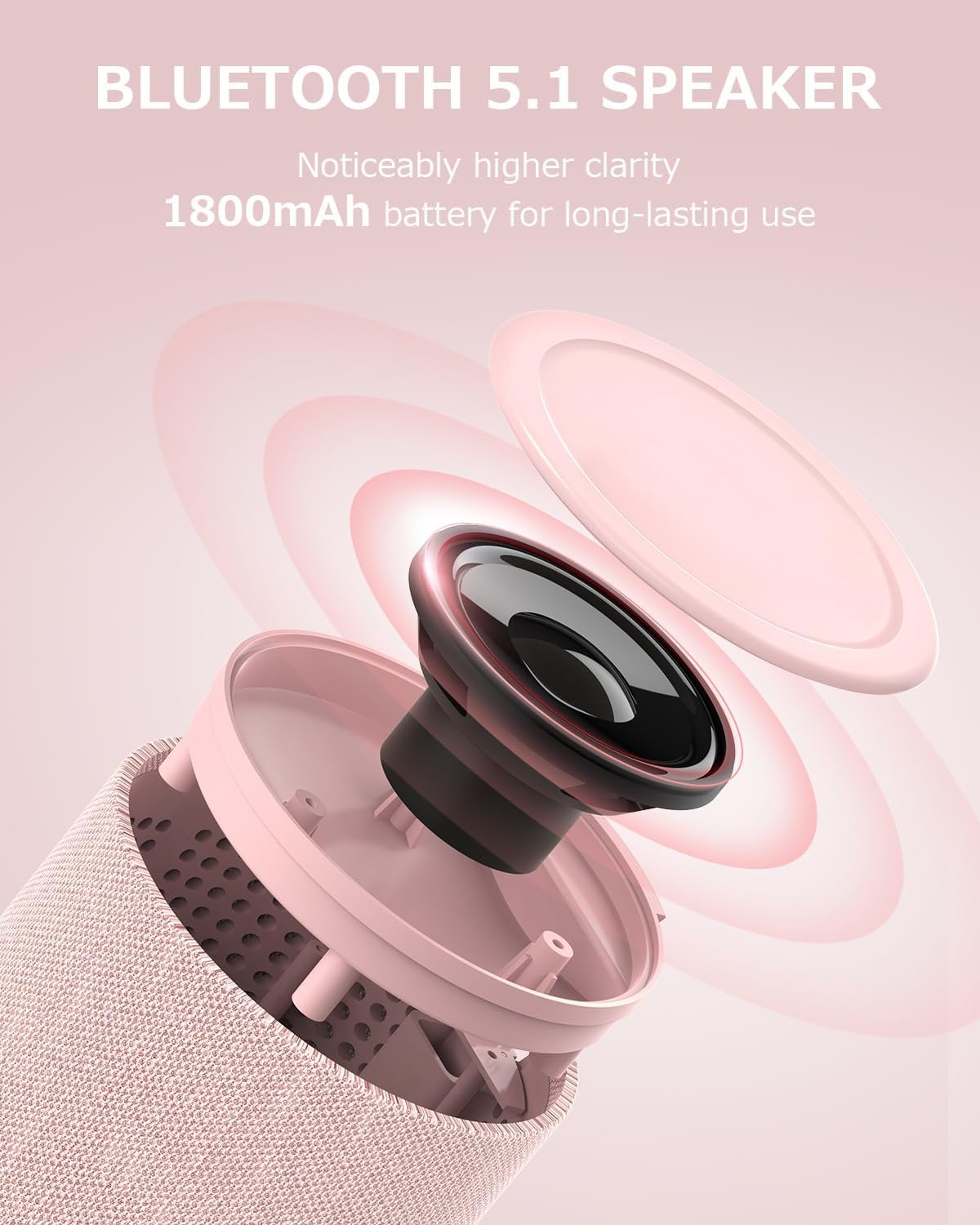 COLSUR Bluetooth Speaker, Magnetic Wireless Charger, Bluetooth Speakers with Night Light, 2 in 1 Wireless Charging Station for iPhone 17/16/15/14/13/12 Series, AirPods Pro 2/4/3/2(Gift Ideal) (Pink) - Image 5